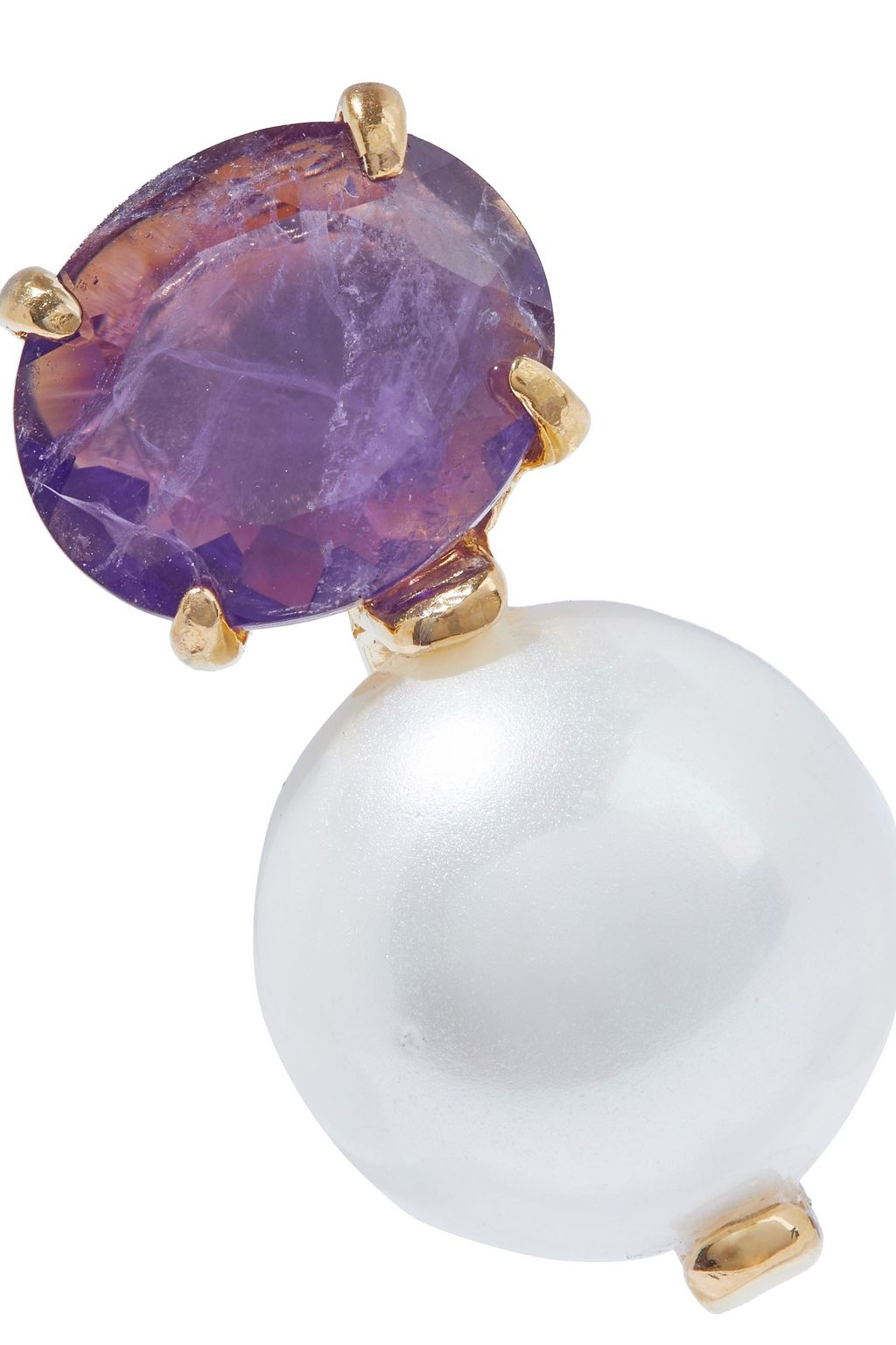 BOUNKIT 14-karat gold-plated, pearl and amethyst earrings