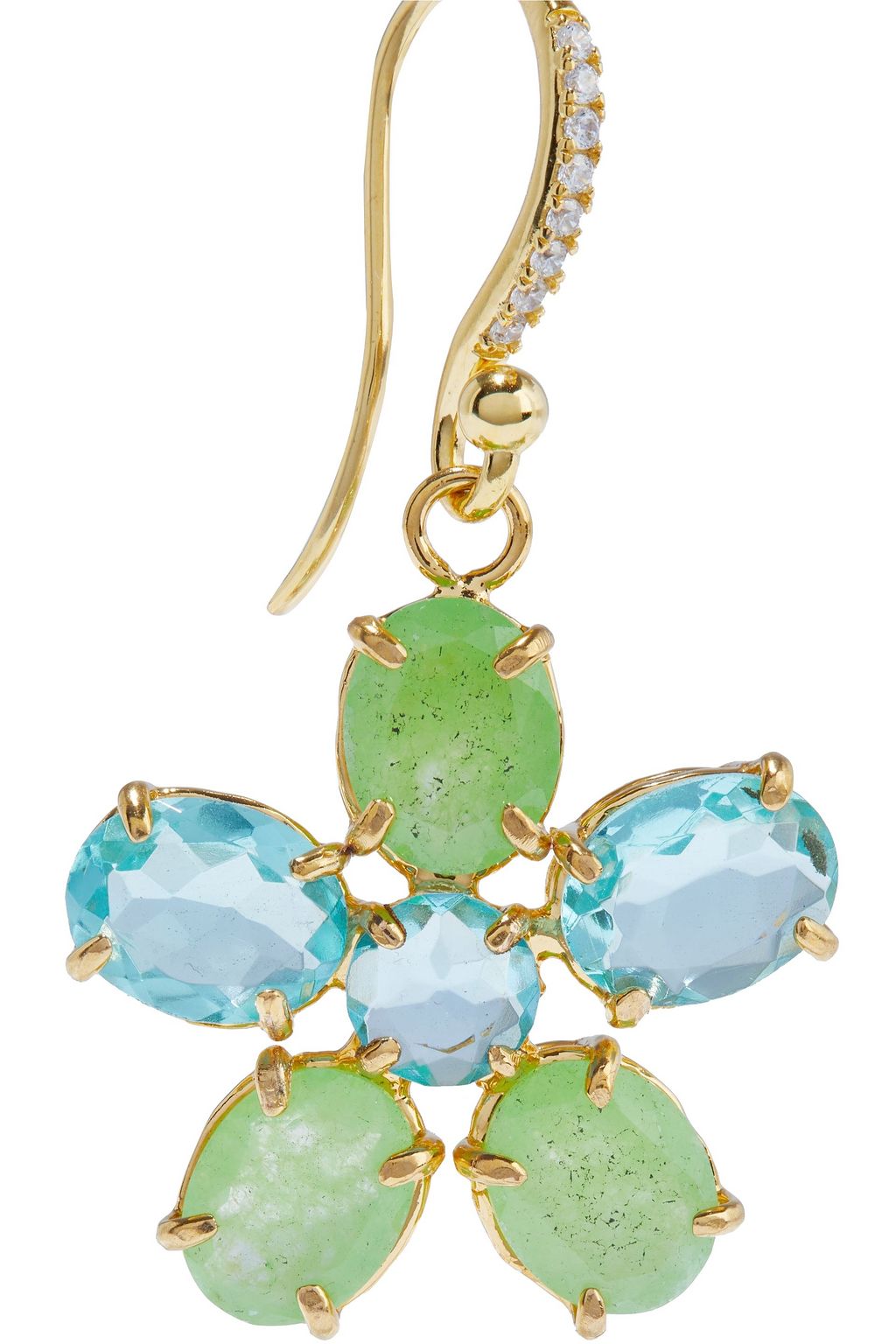 BOUNKIT 14-karat gold-plated, chrysoprase and topaz earrings