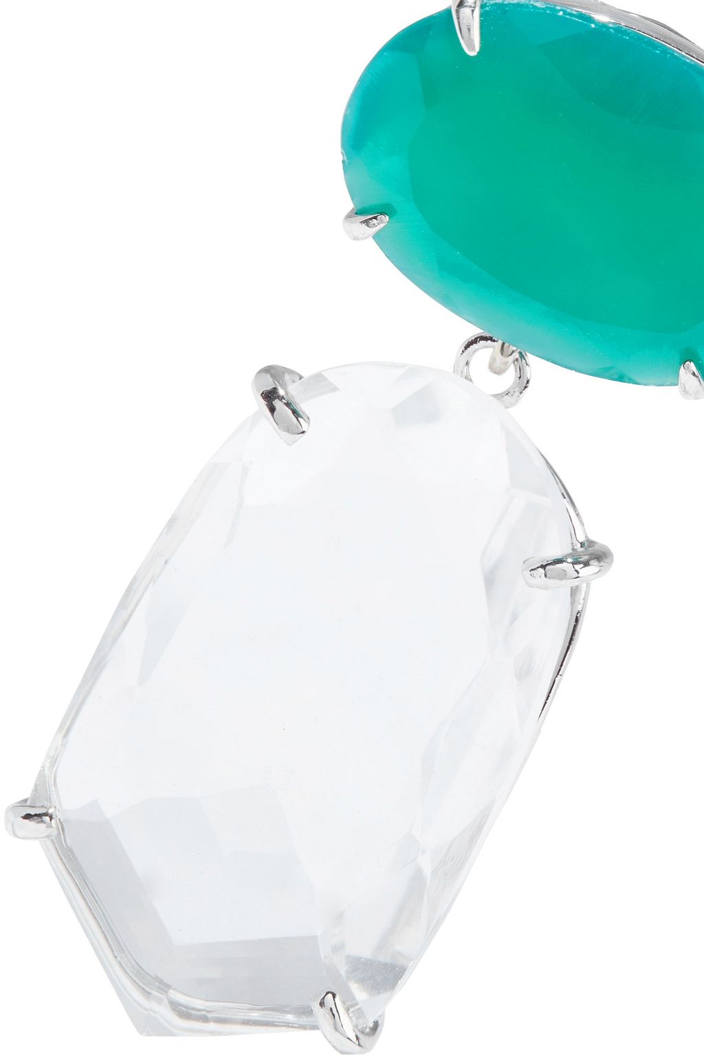 BOUNKIT Rhodium-plated, green onyx and quartz earrings