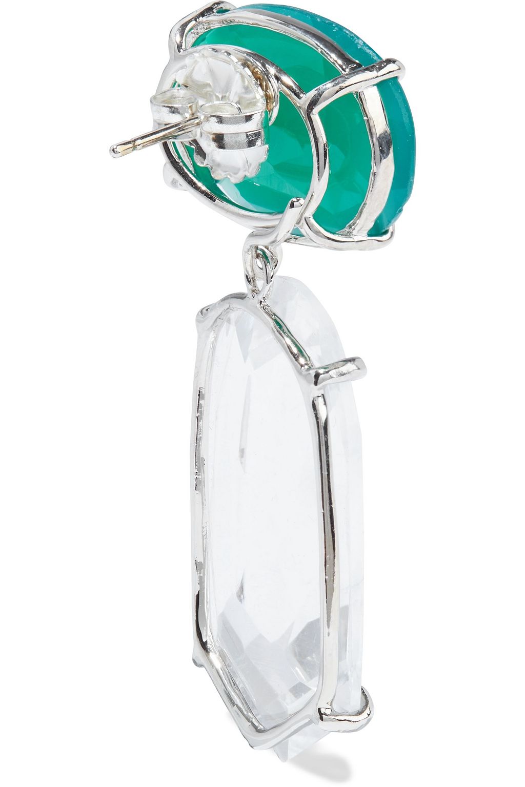 BOUNKIT Rhodium-plated, green onyx and quartz earrings