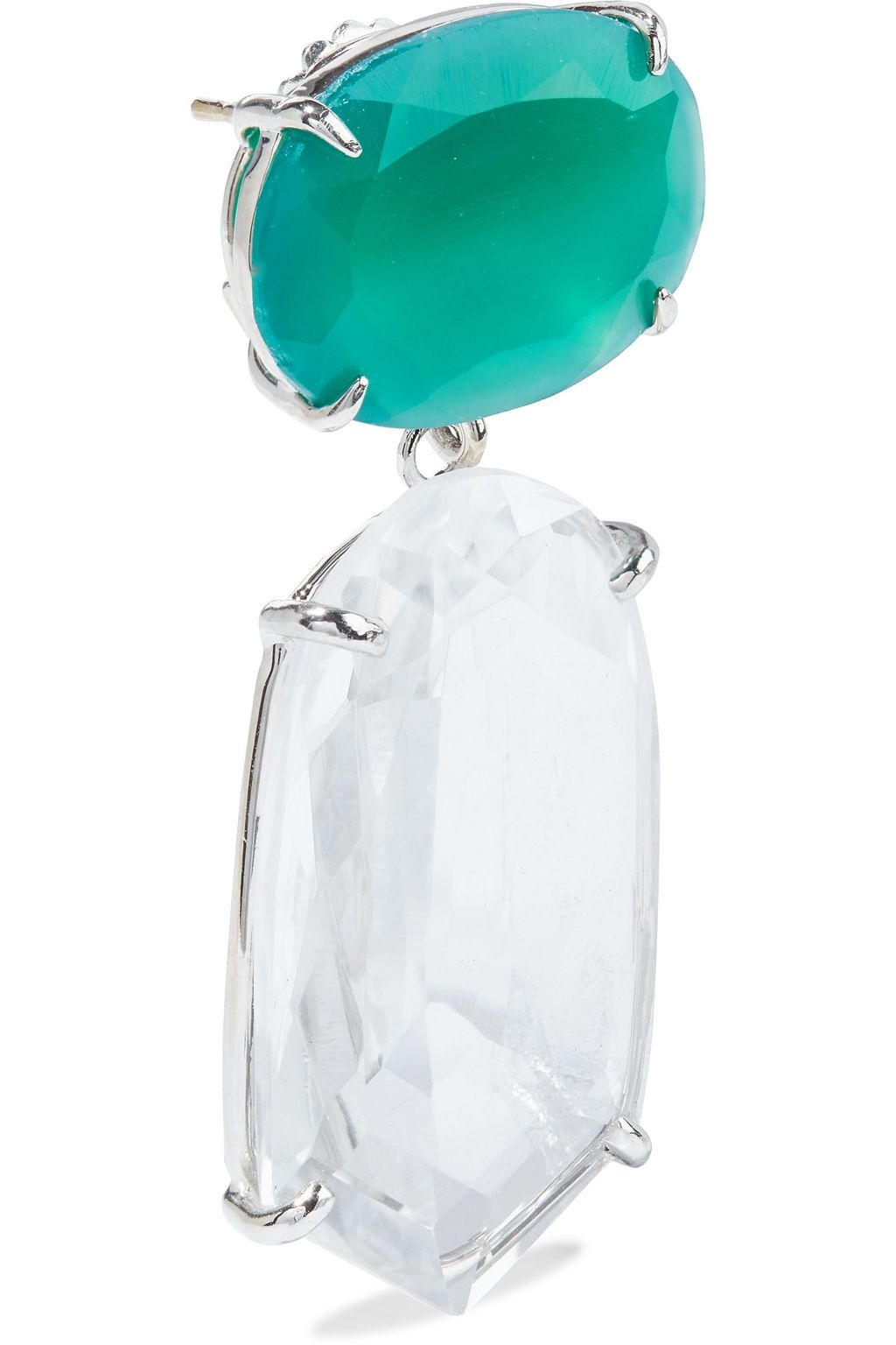 BOUNKIT Rhodium-plated, green onyx and quartz earrings