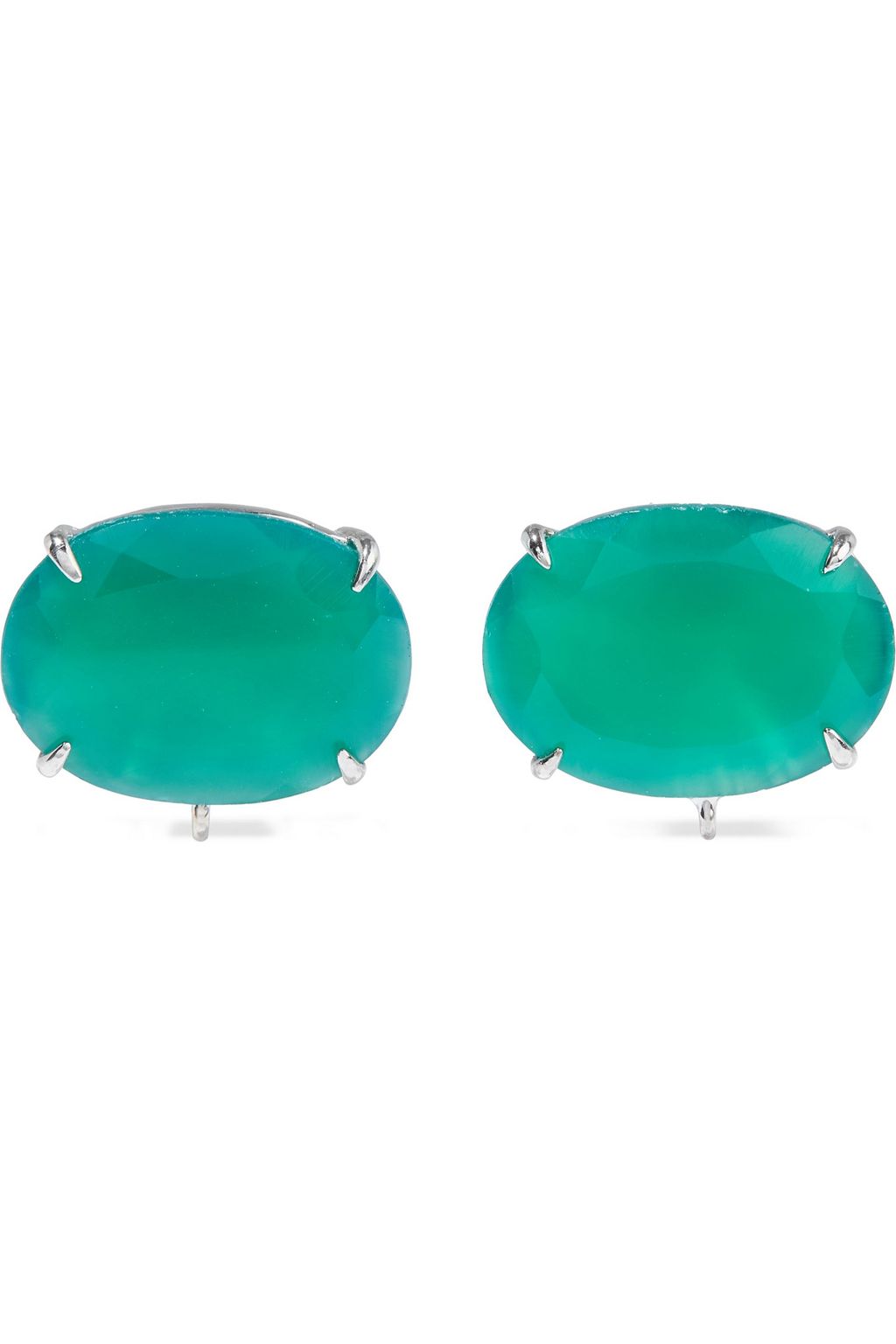 BOUNKIT Rhodium-plated, green onyx and quartz earrings