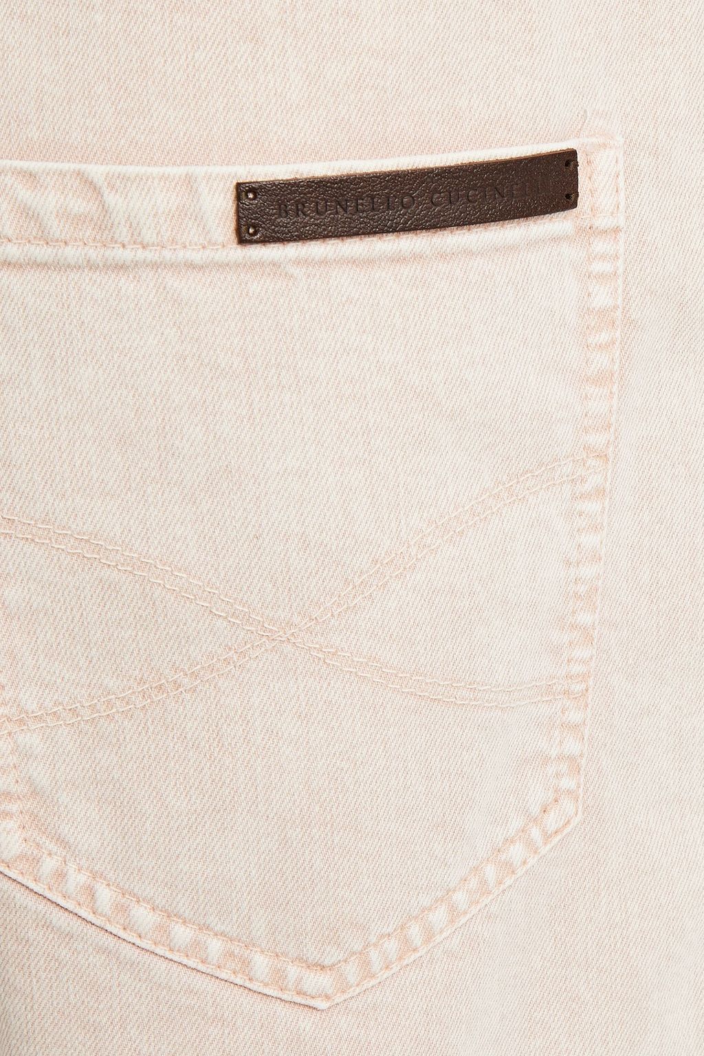 BRUNELLO CUCINELLI Hoch sitzende Jeans mit geradem Bein, Gürtel und Lederbesatz