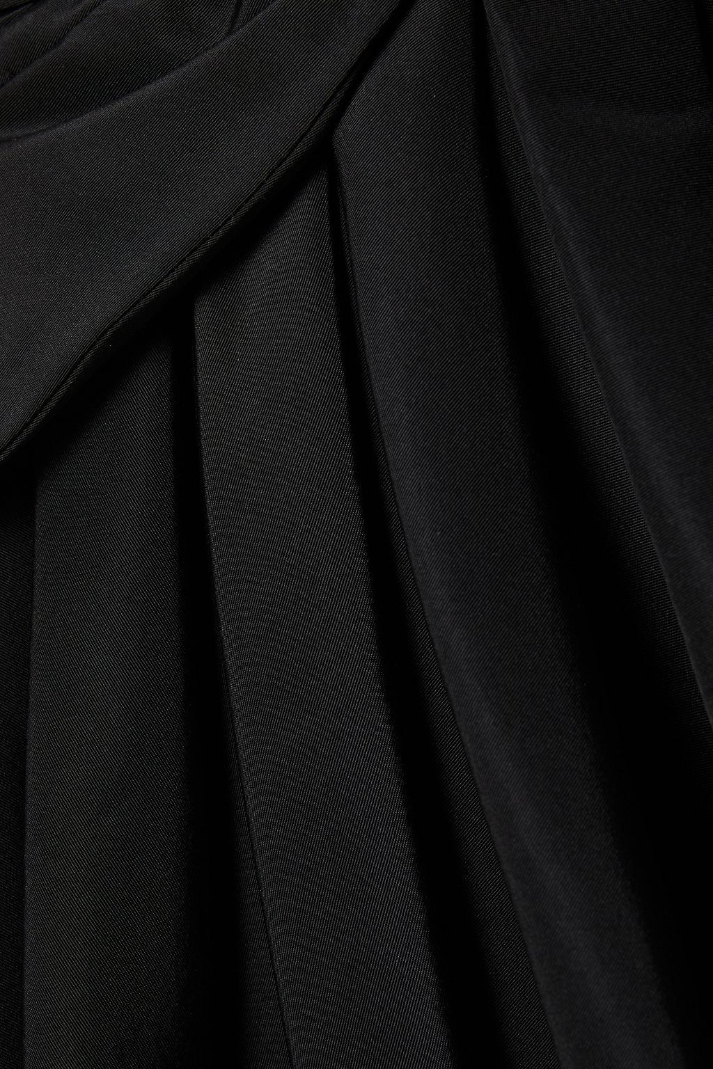 MCQUEEN Cold-shoulder draped silk-twill top