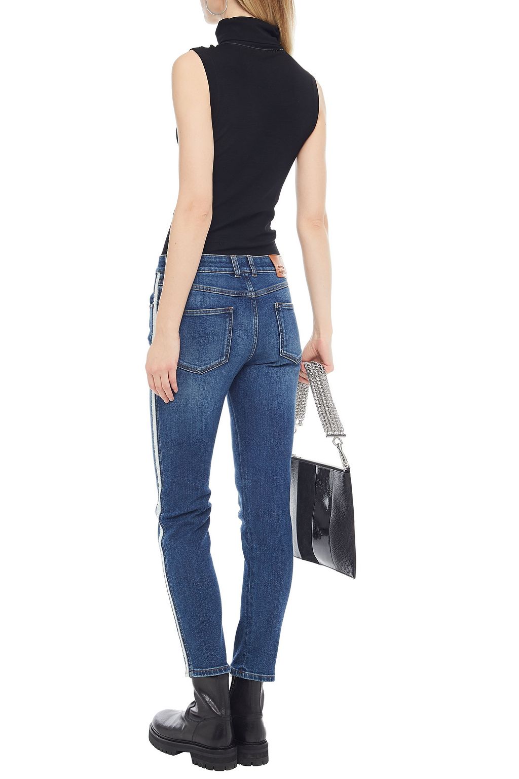 MCQUEEN Distressed mid-rise slim-leg jeans