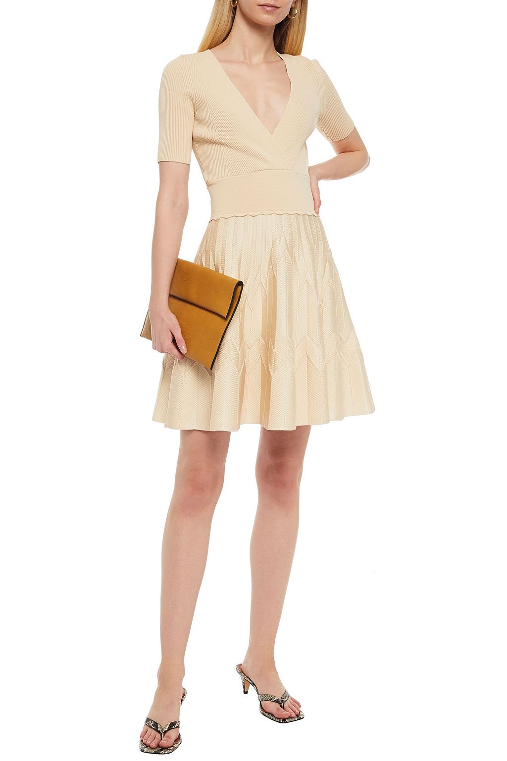 SANDRO Esmera wrap-effect knitted dress