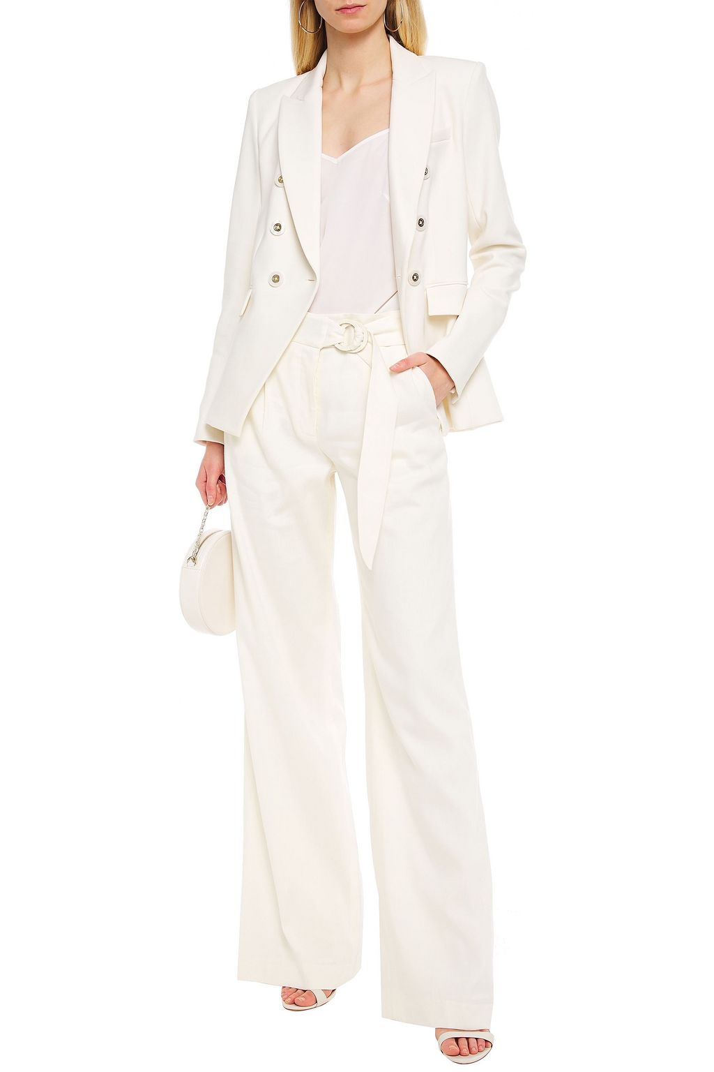 VERONICA BEARD Woode belted linen-blend wide-leg pants