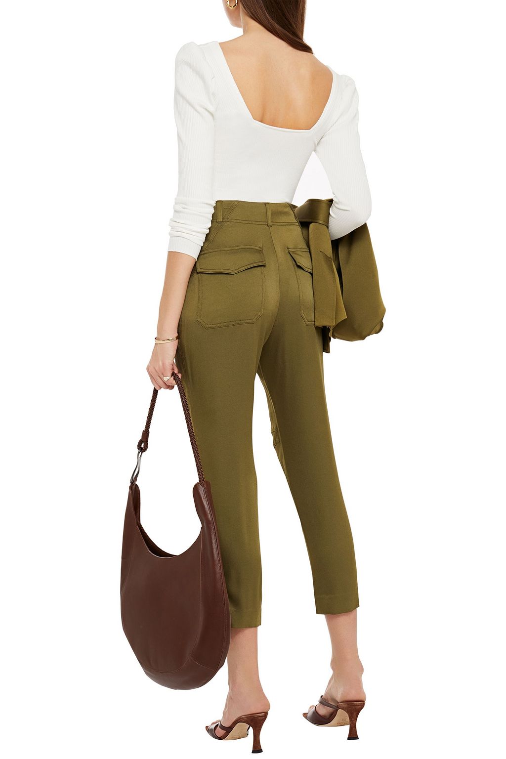 VERONICA BEARD Miranda cropped satin-crepe tapered pants