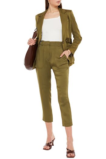 VERONICA BEARD Miranda cropped satin-crepe tapered pants