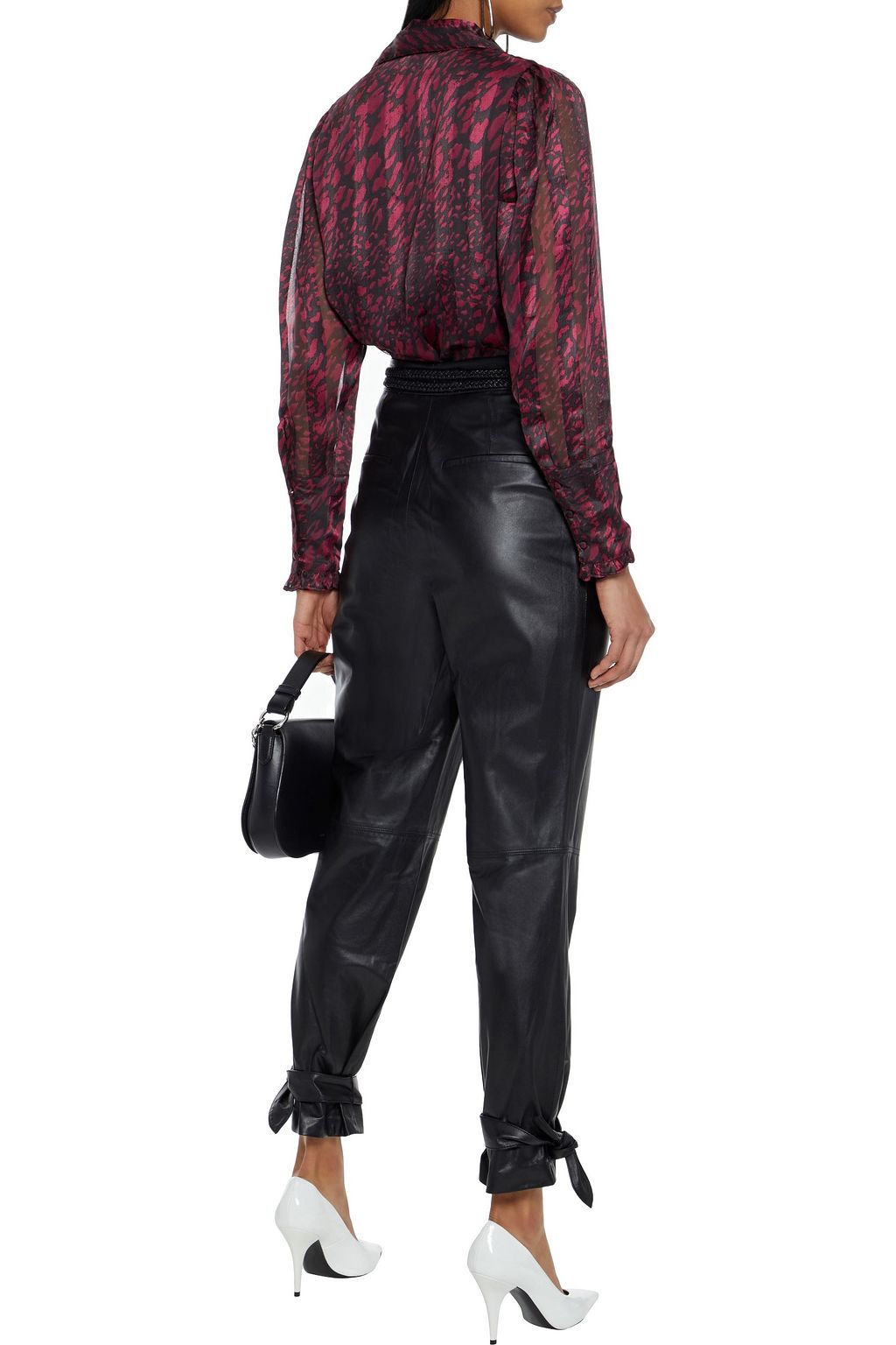 WALTER BAKER Lesha printed satin and chiffon shirt