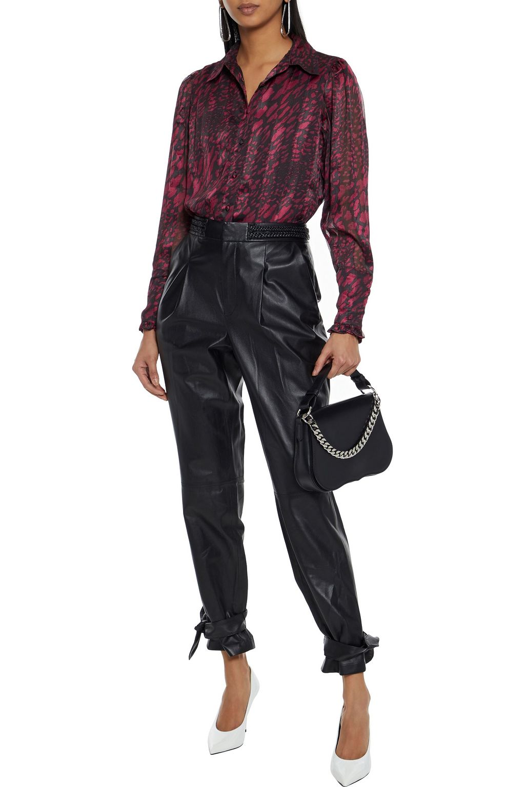WALTER BAKER Lesha printed satin and chiffon shirt