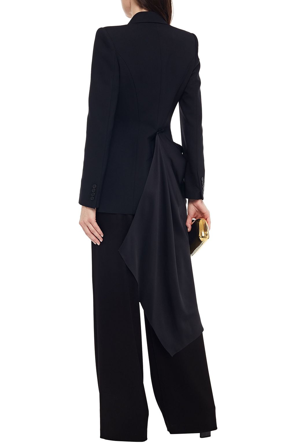 MCQUEEN Drapierter Blazer aus Crêpe aus einer Wollmischung und glänzendem Twill