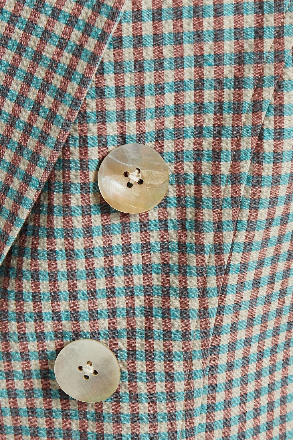 VERONICA BEARD Cosette Dickey double-breasted gathered stretch-cotton seersucker blazer