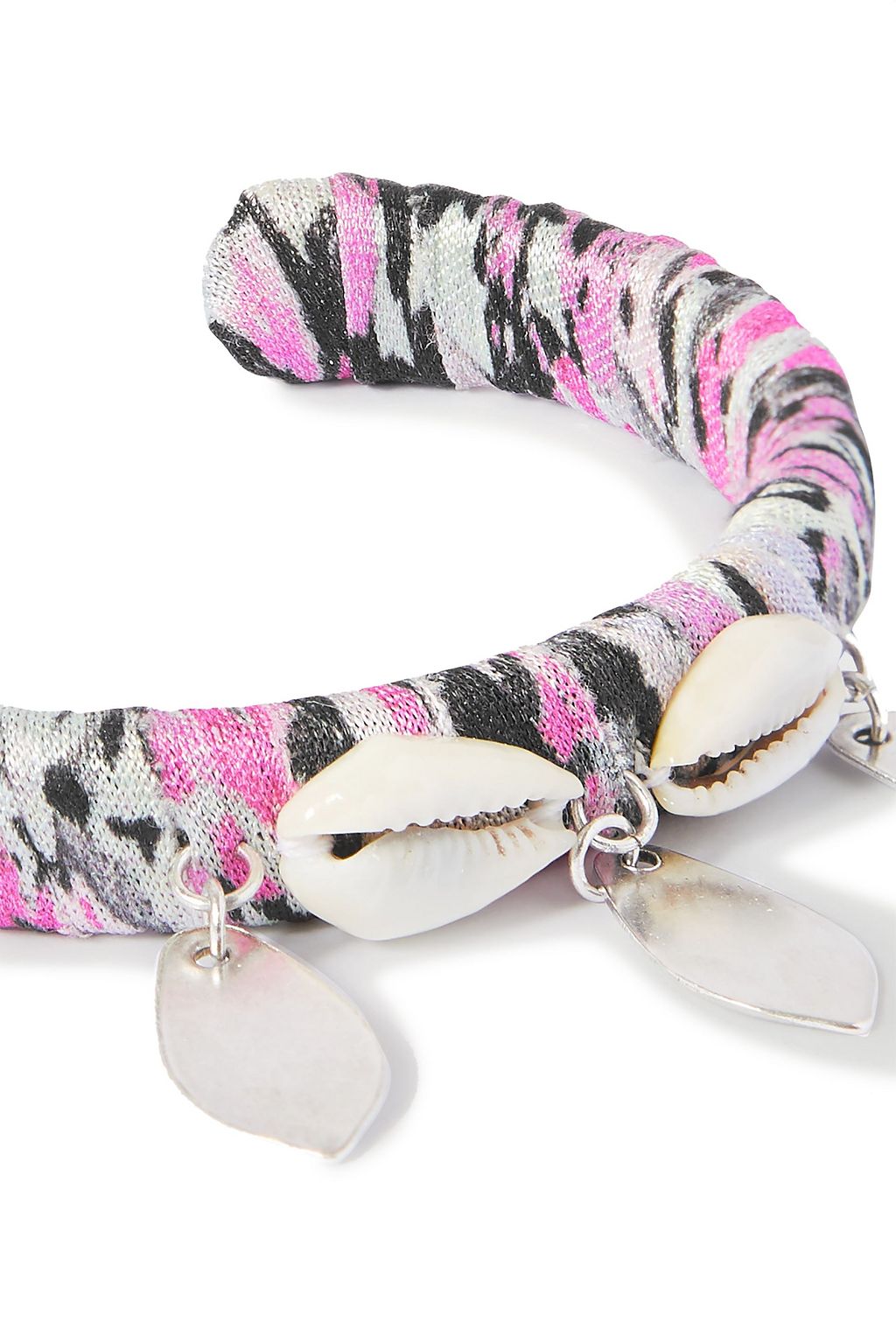ISABEL MARANT Silver-tone, shell and satin cuff