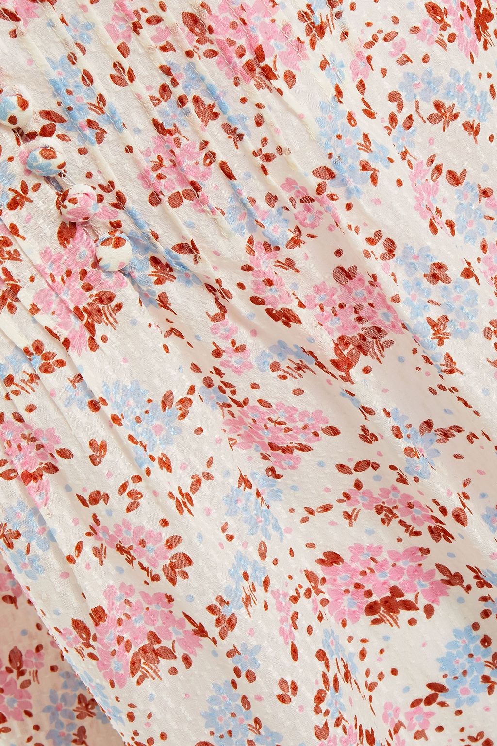 VERONICA BEARD Lowell pintucked floral-print silk fil coupé blouse