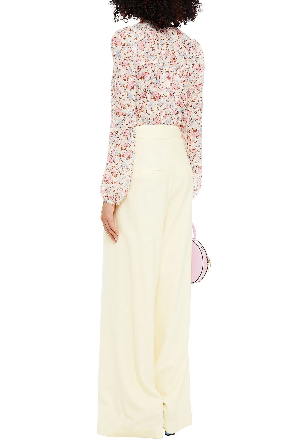 VERONICA BEARD Lowell pintucked floral-print silk fil coupé blouse