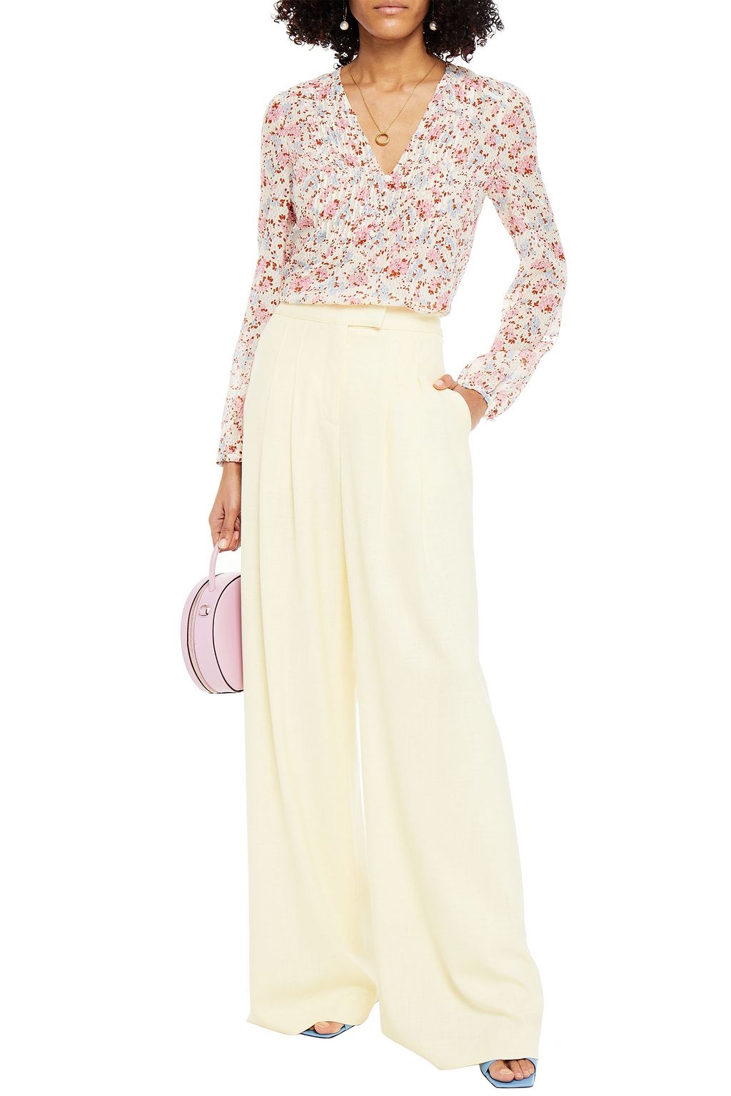 VERONICA BEARD Lowell pintucked floral-print silk fil coupé blouse