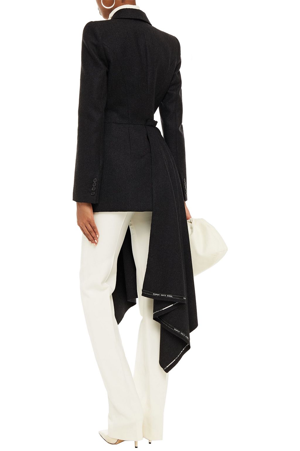 MCQUEEN Jacquard-trimmed draped wool-felt blazer