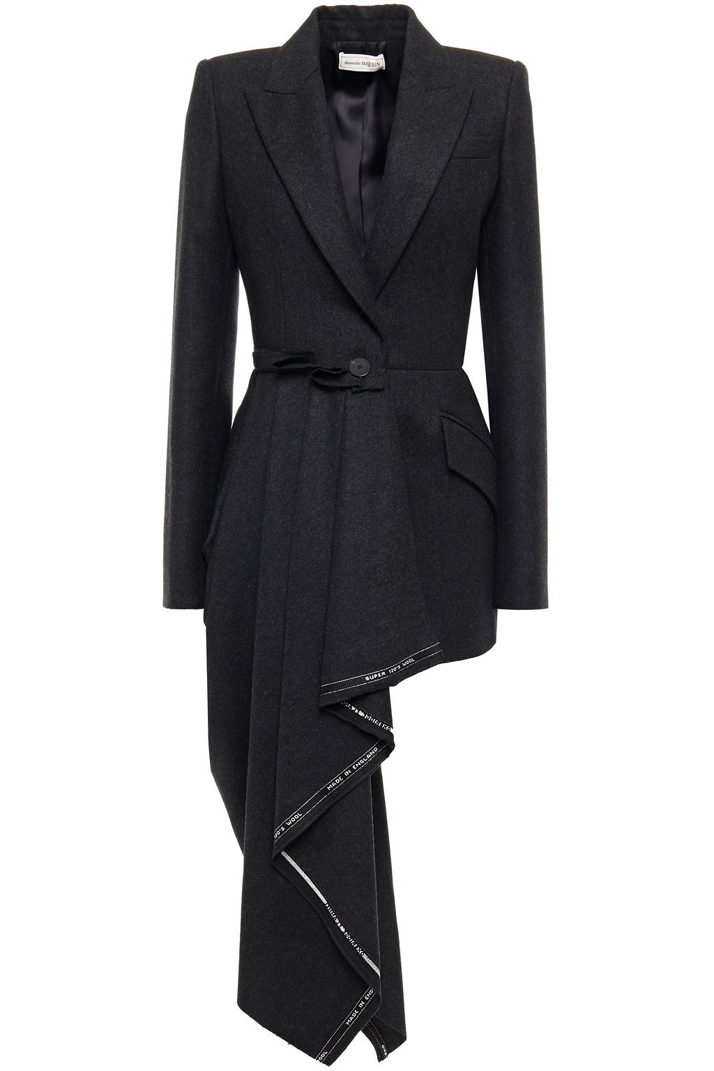 ALEXANDER MCQUEEN Jacquard-trimmed draped wool-felt blazer | Sale up to ...