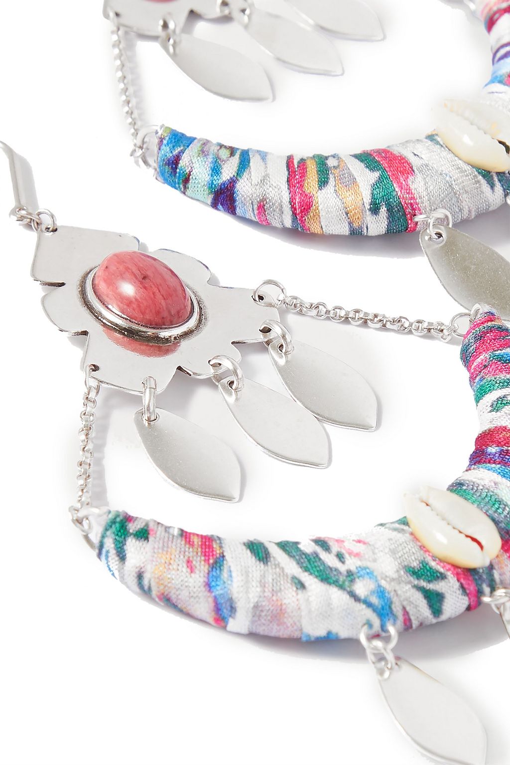 ISABEL MARANT Silver-tone, shell and satin earrings