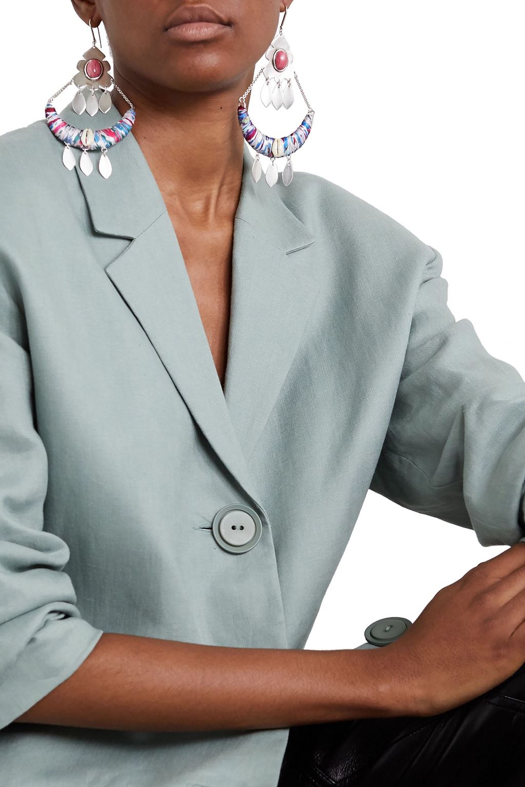ISABEL MARANT Silver-tone, shell and satin earrings