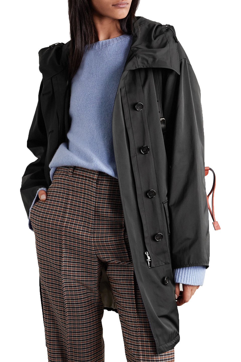 Marni Hooded Belted Woven Jacket In Black