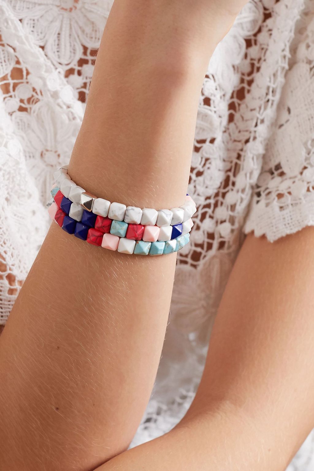 ISABEL MARANT Set of three silver-tone and resin bracelets