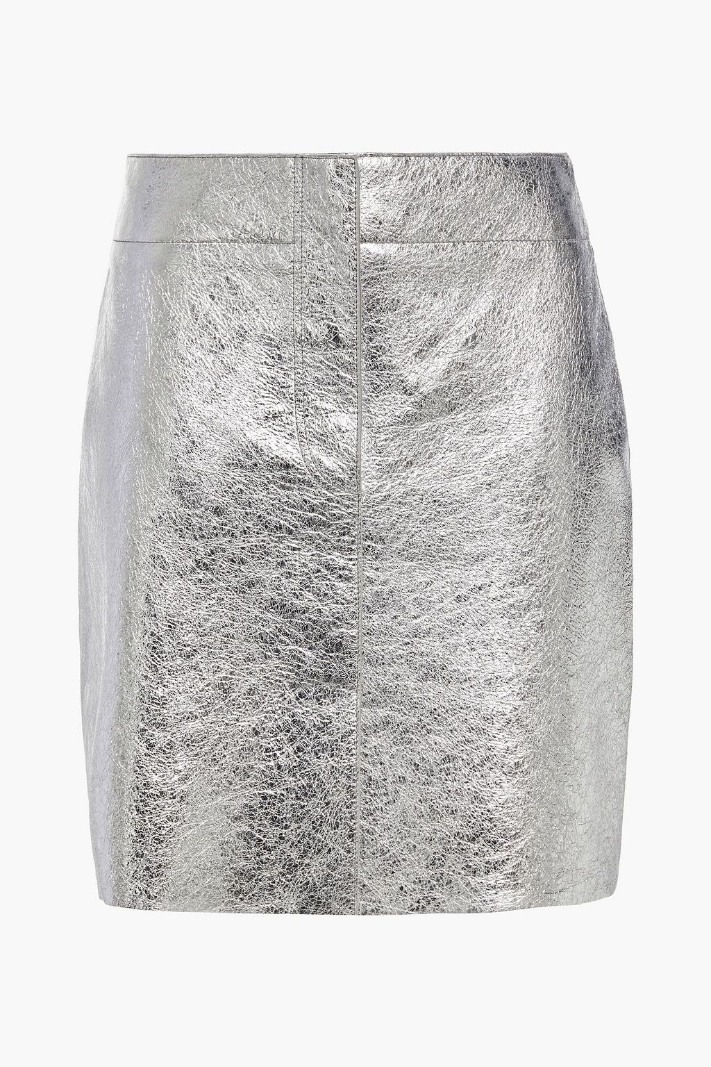 SANDRO Metallic cracked-leather mini skirt | THE OUTNET