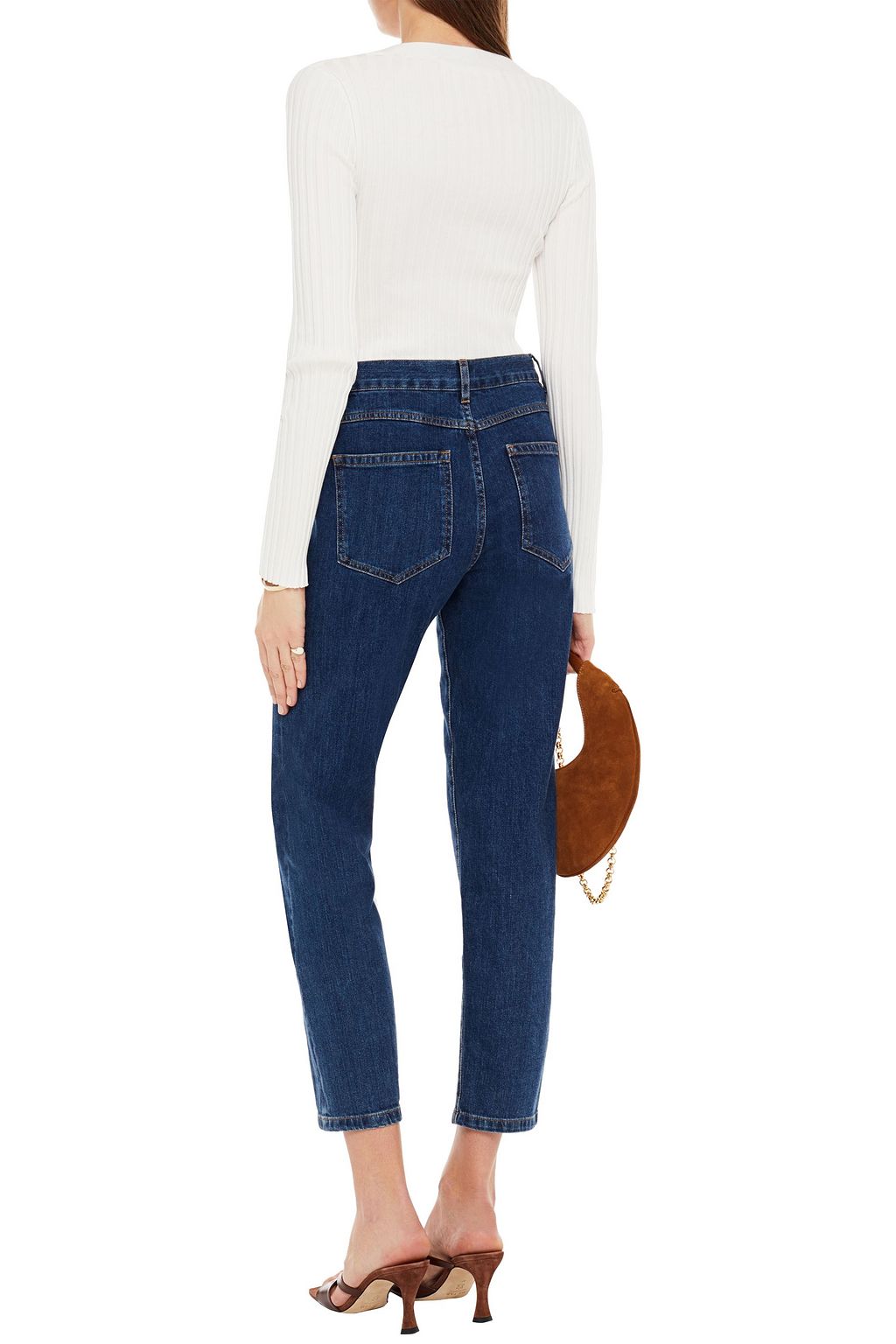 VERONICA BEARD Juliana button-detailed ribbed cotton-blend top