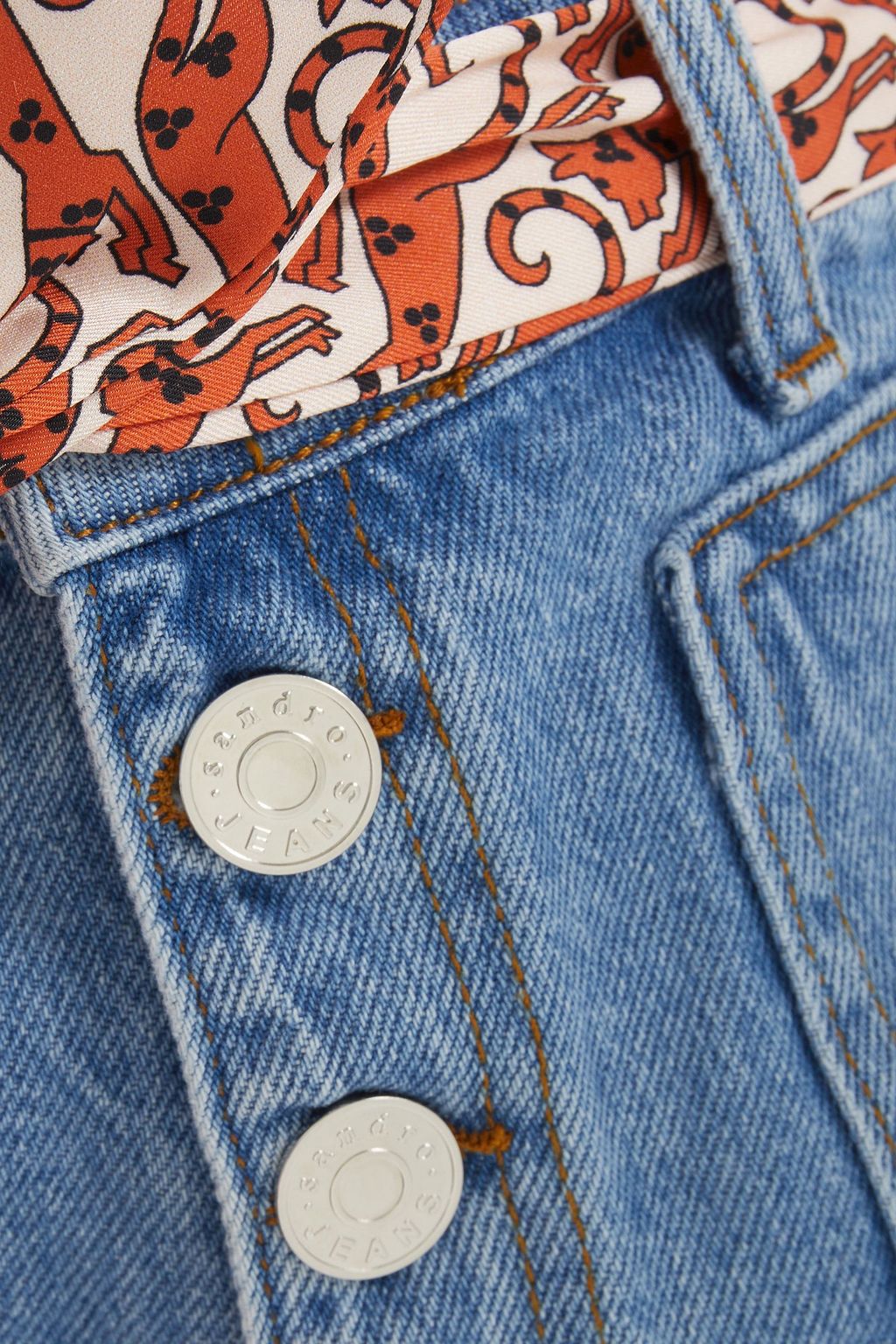 SANDRO Belted denim shorts