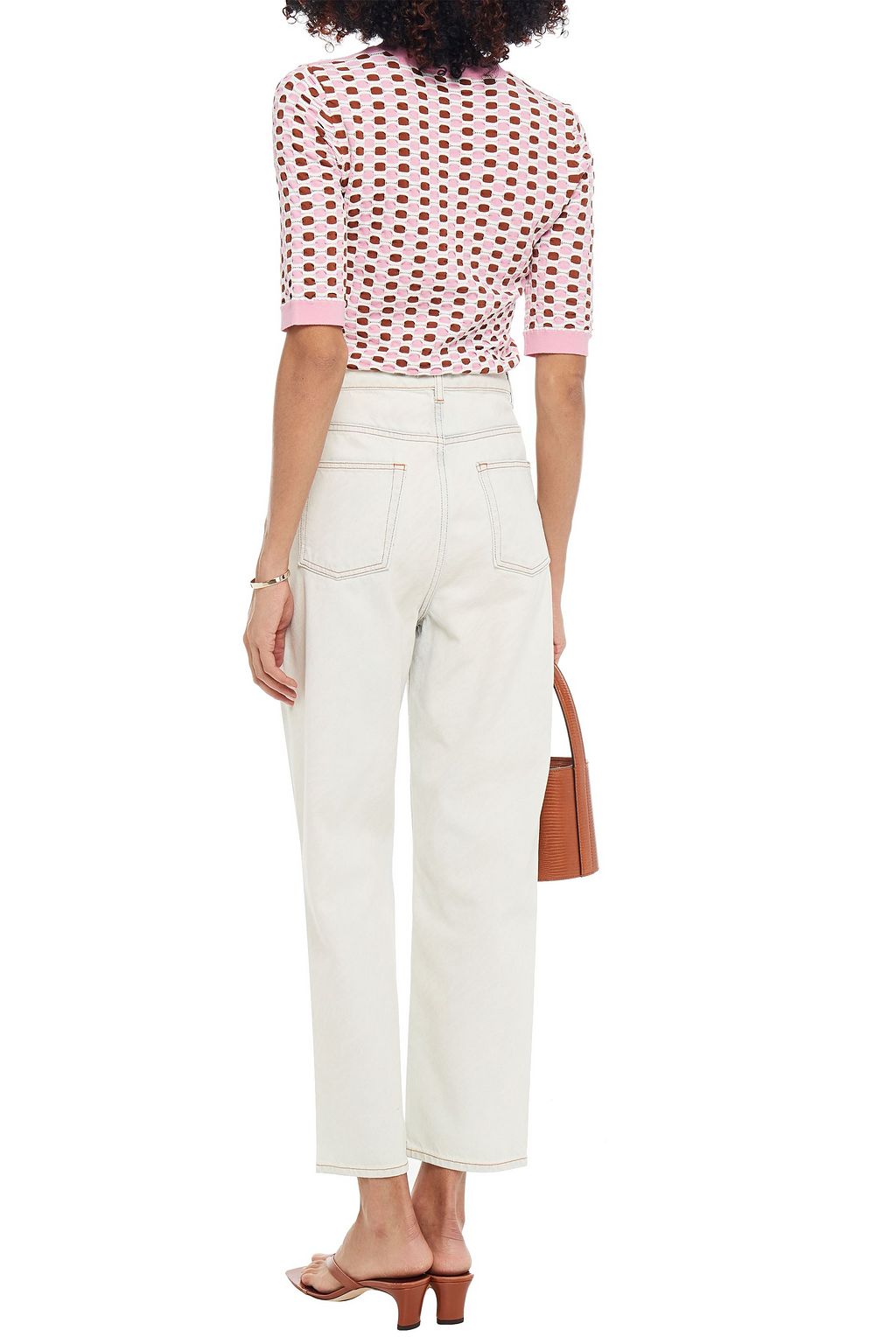SANDRO Zebran printed bleached high-rise straight-leg jeans