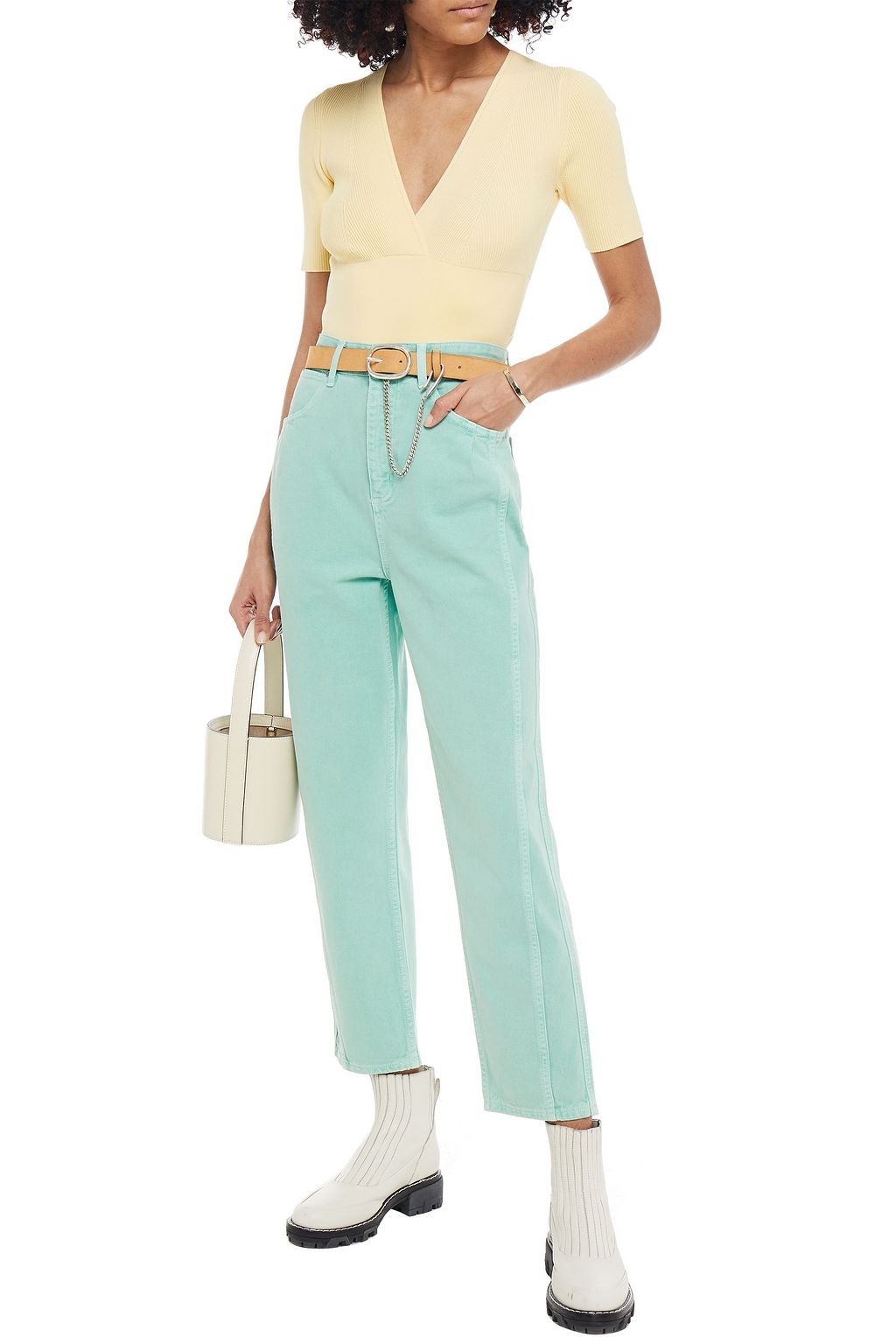 SANDRO Micky cropped high-rise straight-leg jeans