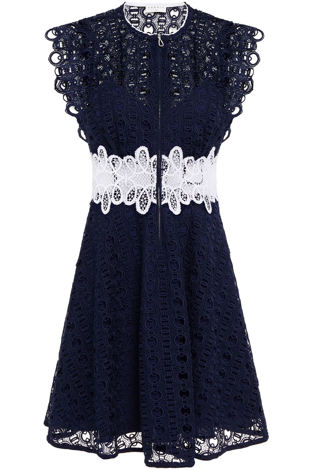 SANDRO Two-tone guipure lace mini dress | THE OUTNET