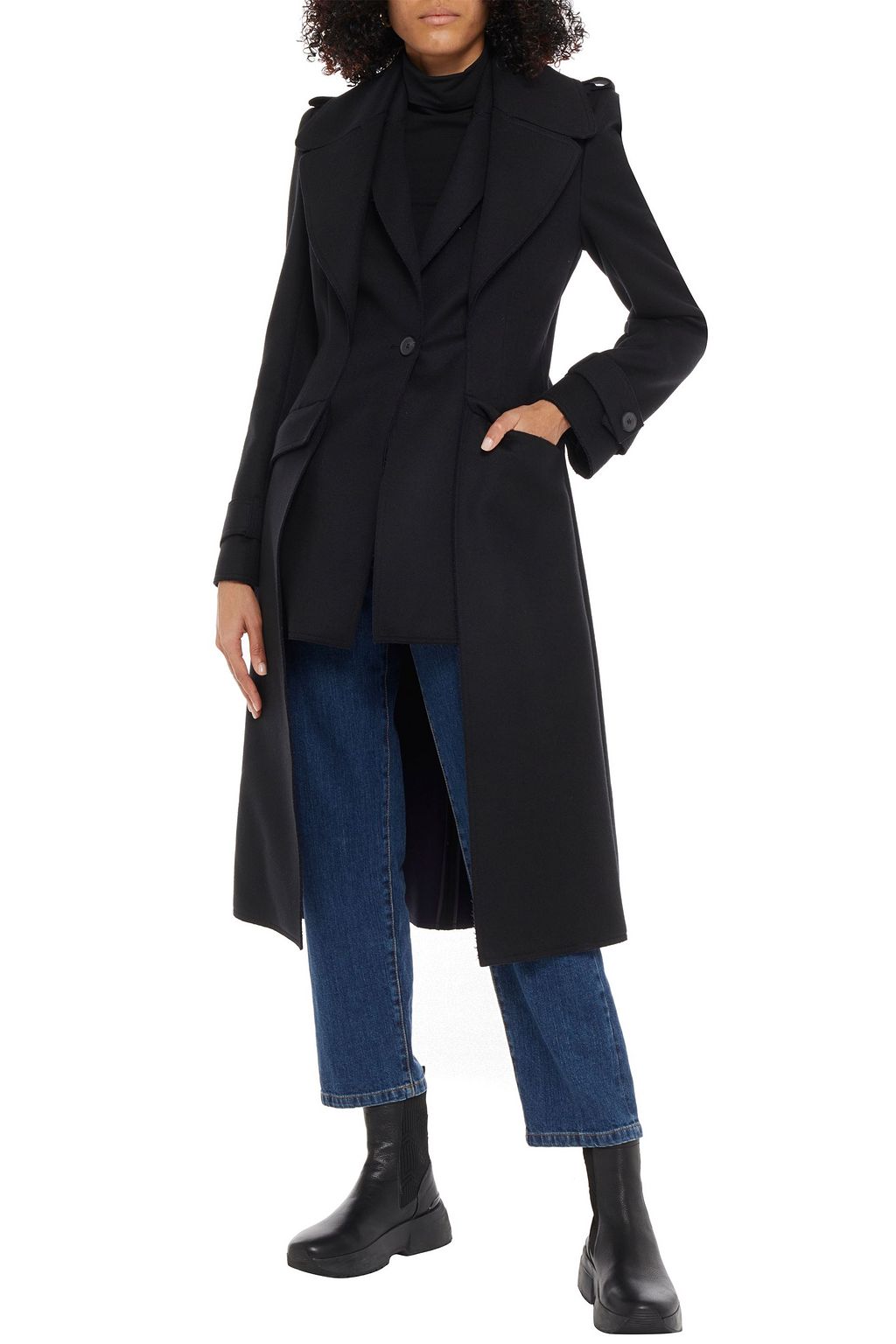 MCQUEEN Asymmetric wool and cashmere-blend felt coat