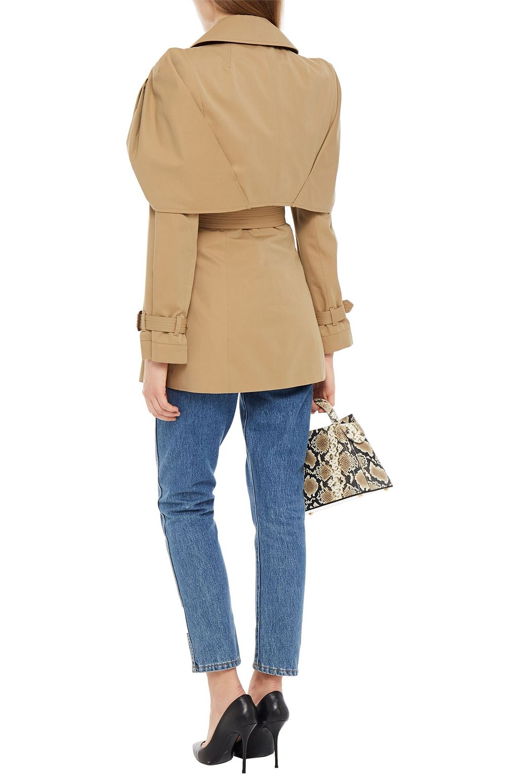 MCQUEEN Belted draped cotton-twill trench coat