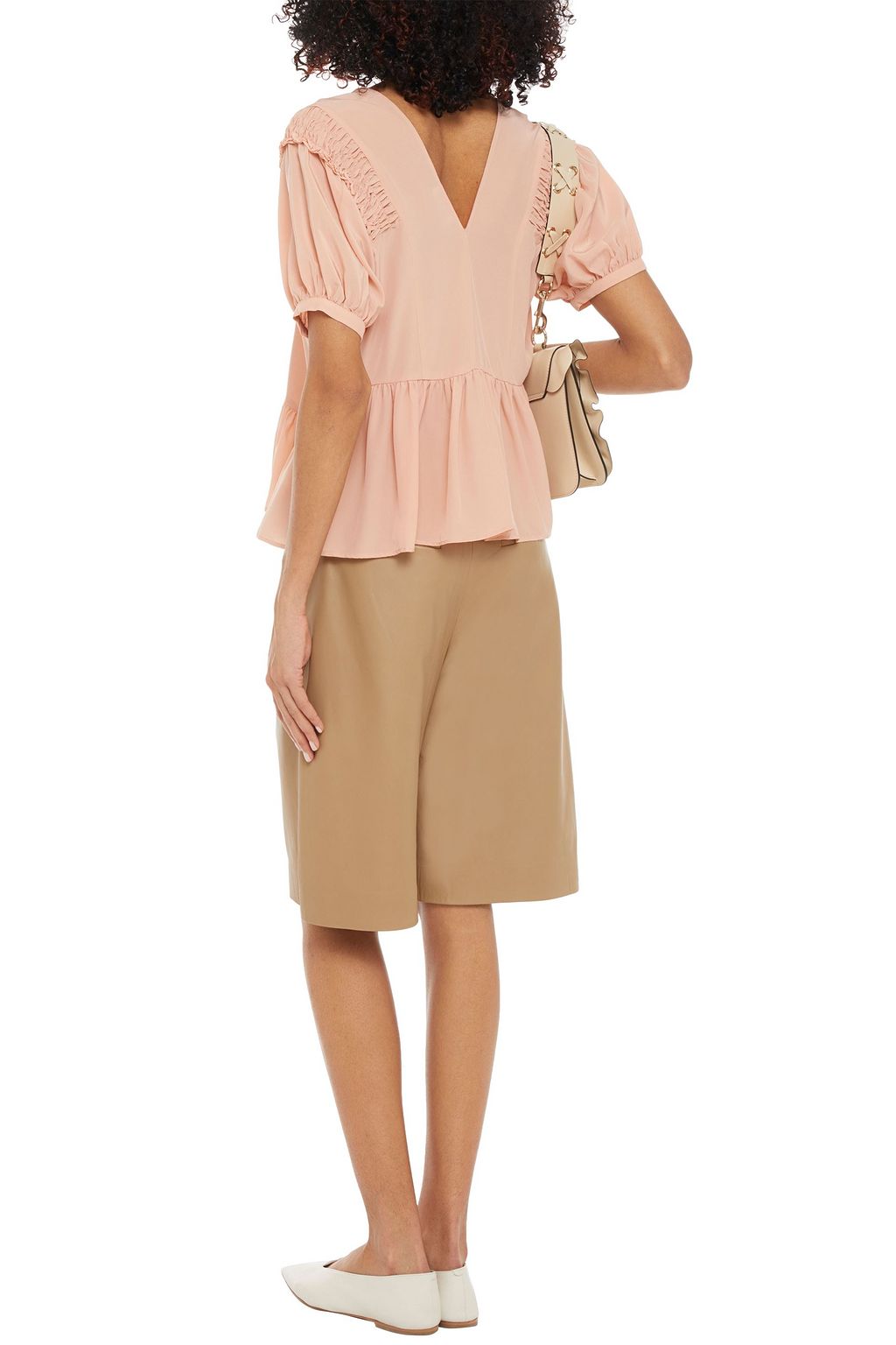 REDVALENTINO Shirred silk crepe de chine top