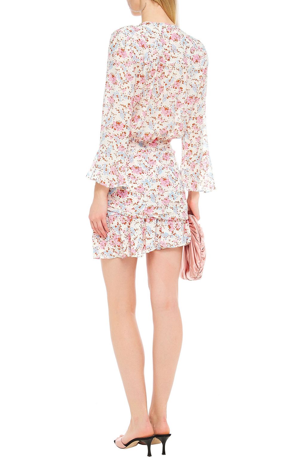 VERONICA BEARD Sean gathered floral-print fil coupé silk mini dress