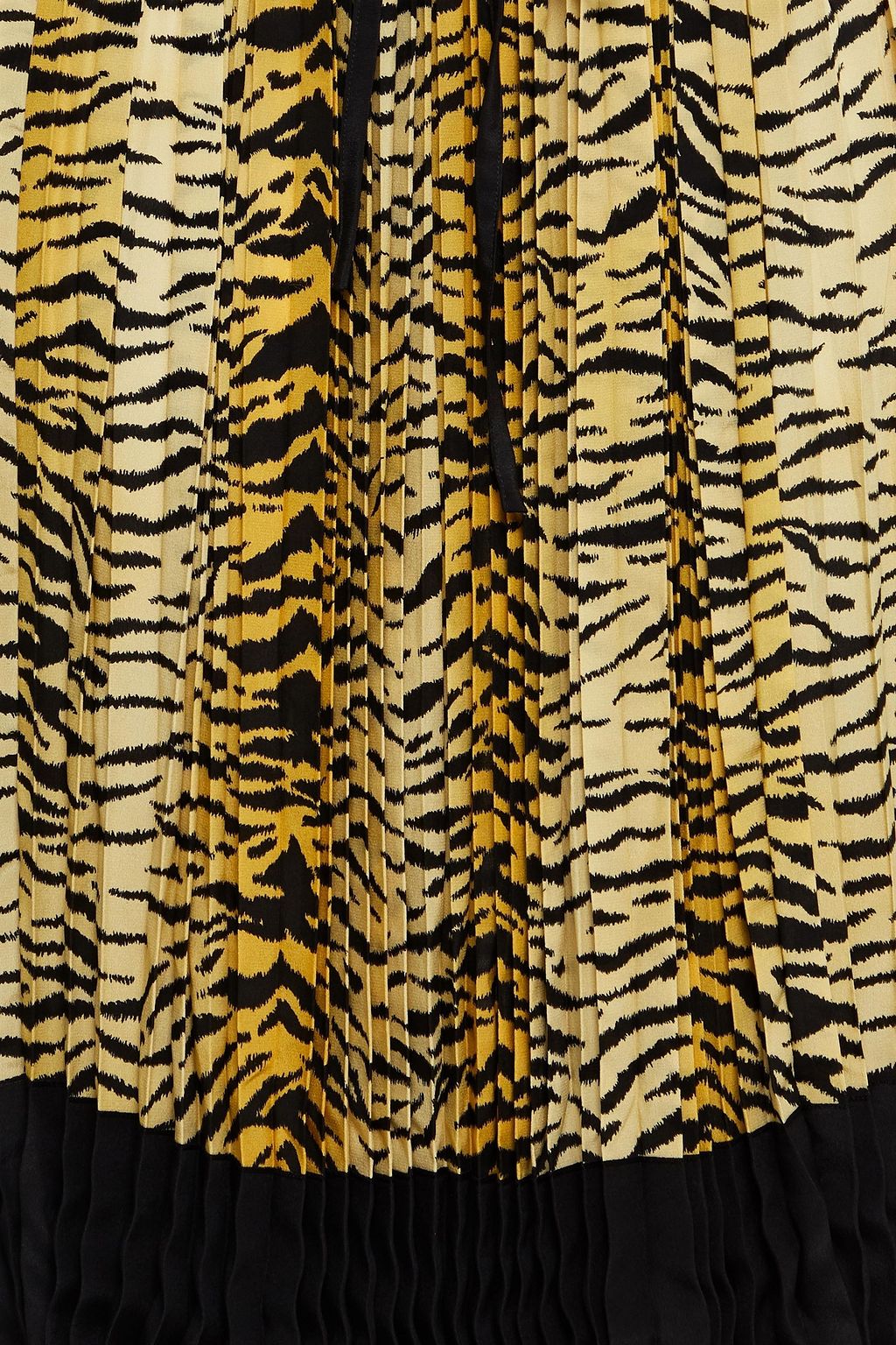REDVALENTINO Pleated tiger-print silk crepe de chine skirt