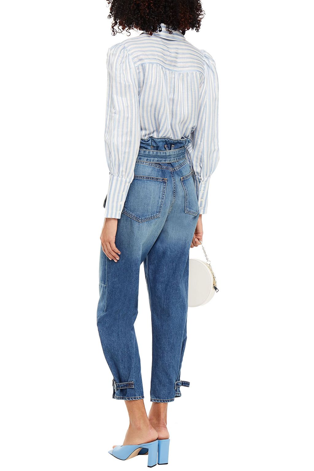 VERONICA BEARD Ally striped linen, silk and modal-blend shirt