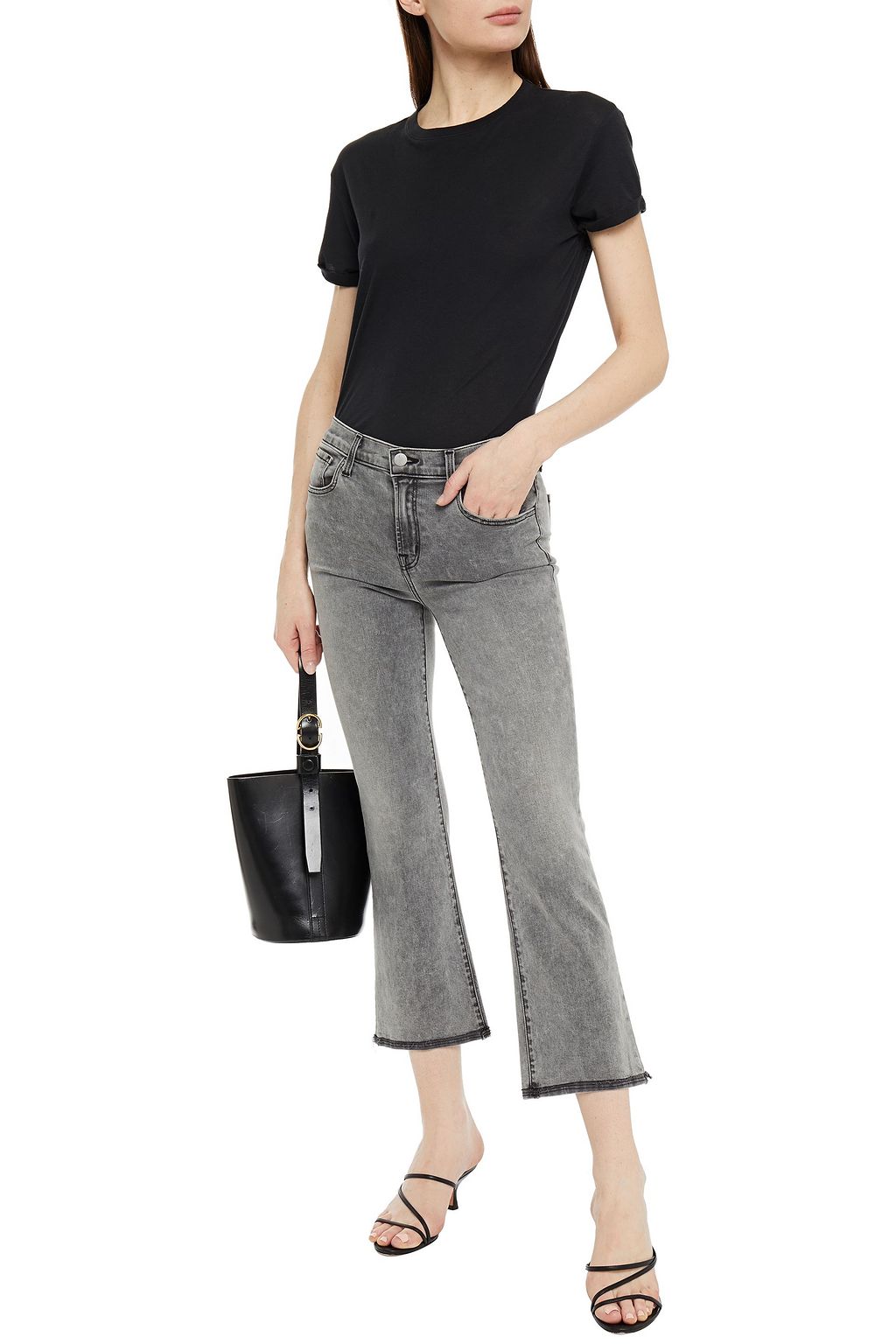 J BRAND Selena faded mid-rise kick-flare jeans