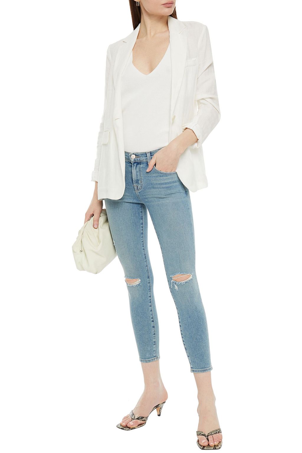J BRAND Cropped mid-rise skinny jeans