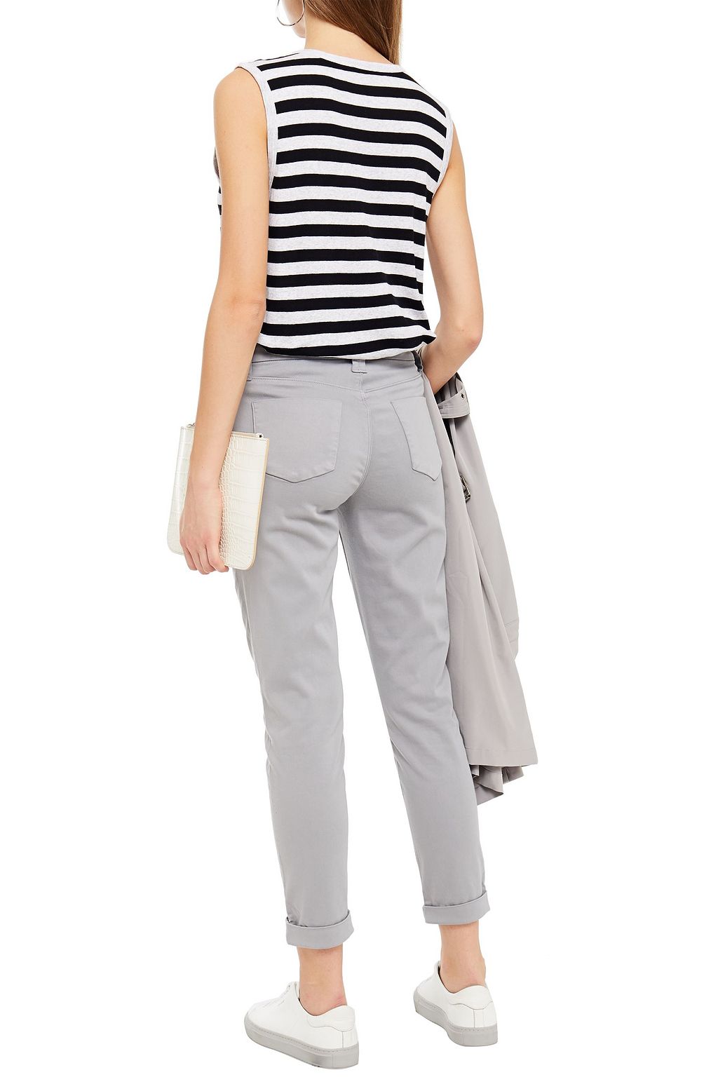 J BRAND Cropped cotton-blend sateen slim-leg pants