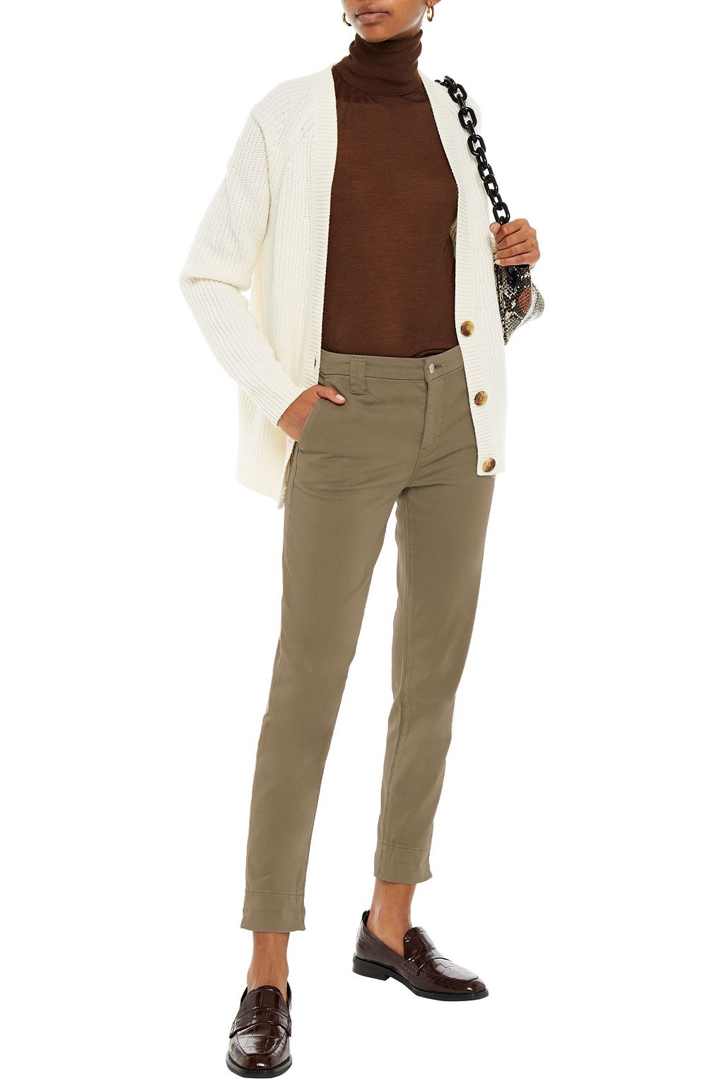 J BRAND Cropped cotton-blend sateen slim-leg pants