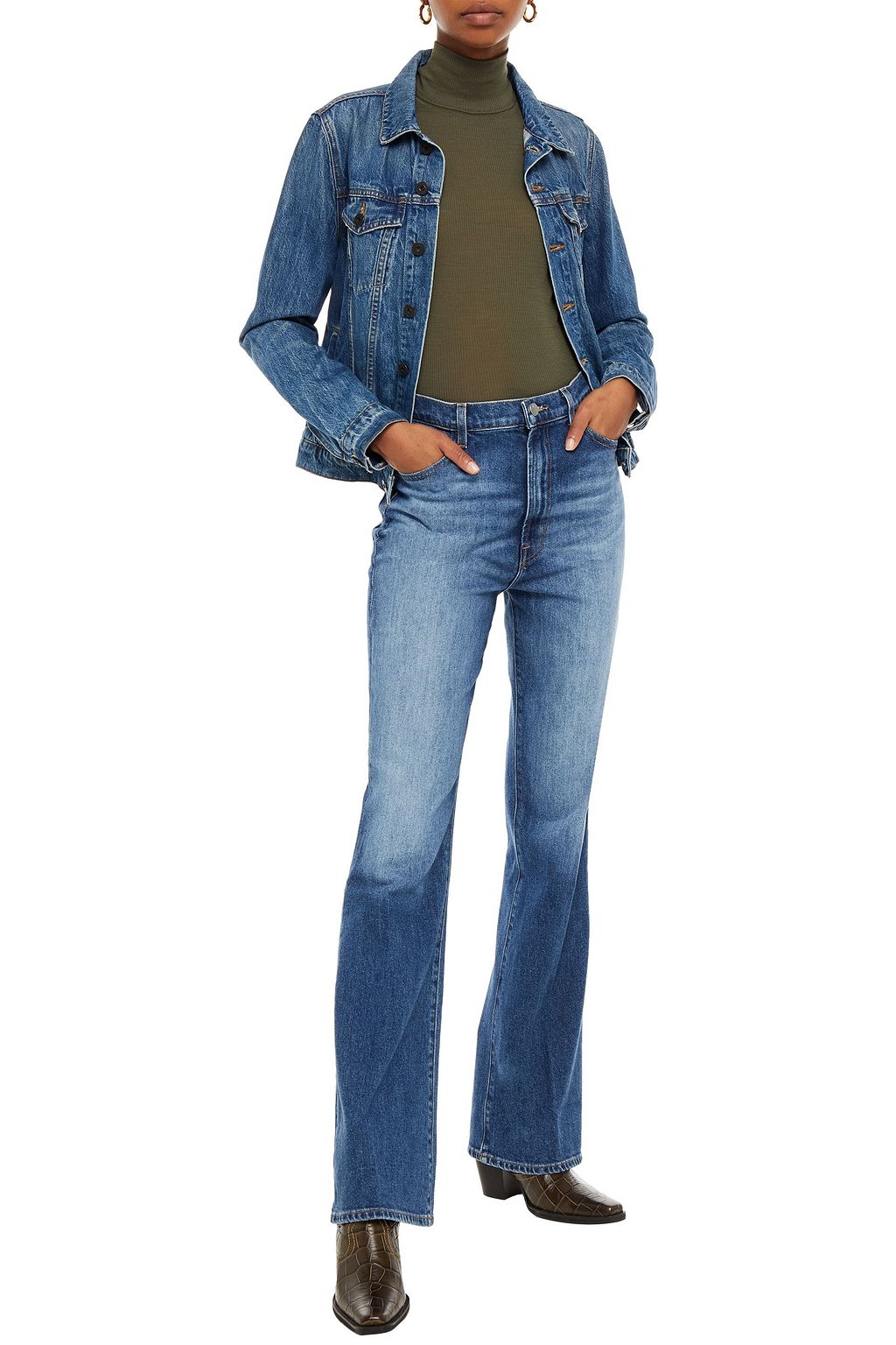 J BRAND Runway faded high-rise bootcut jeans