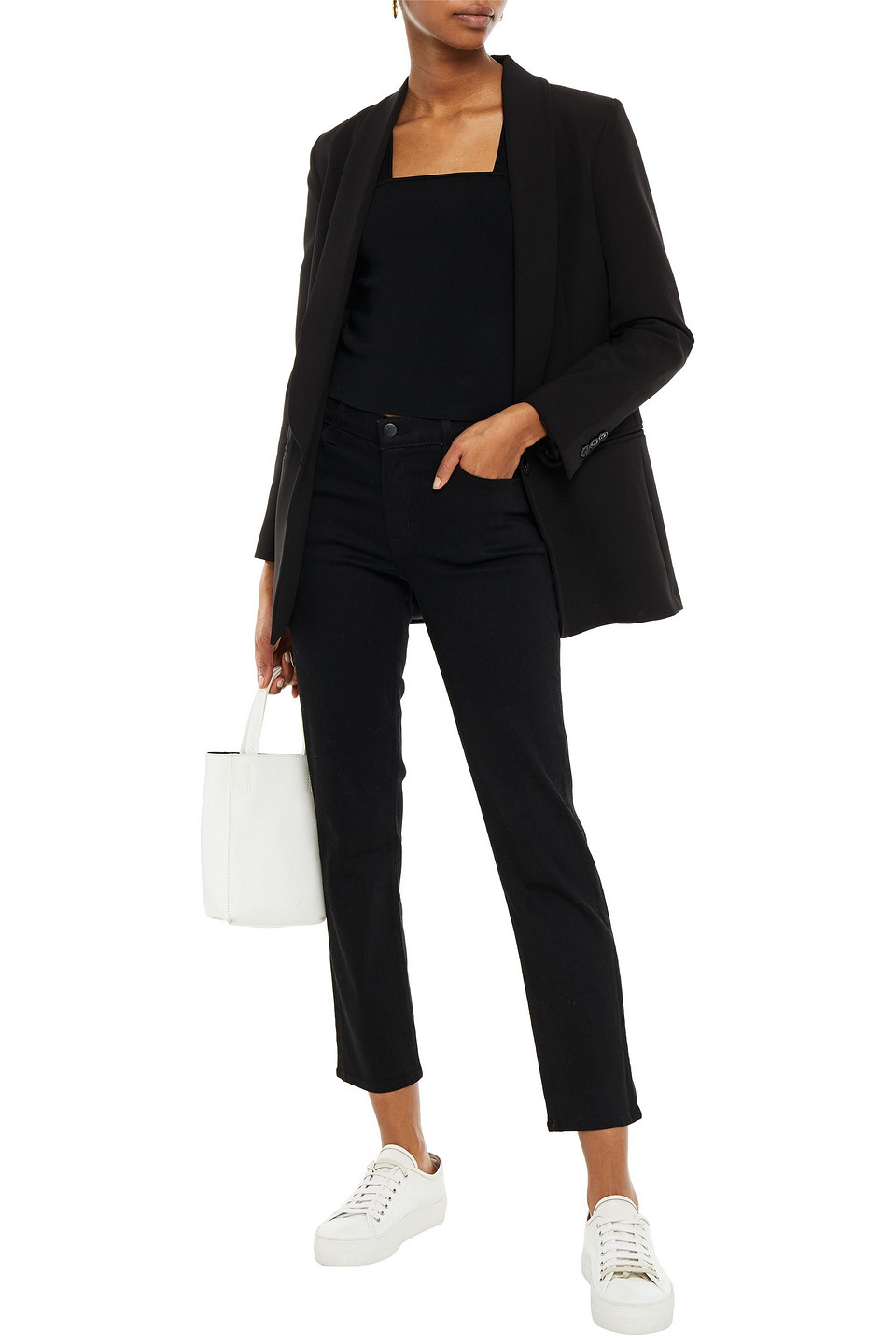 J Brand Adele Cropped Mid-rise Straight-leg Jeans In Black