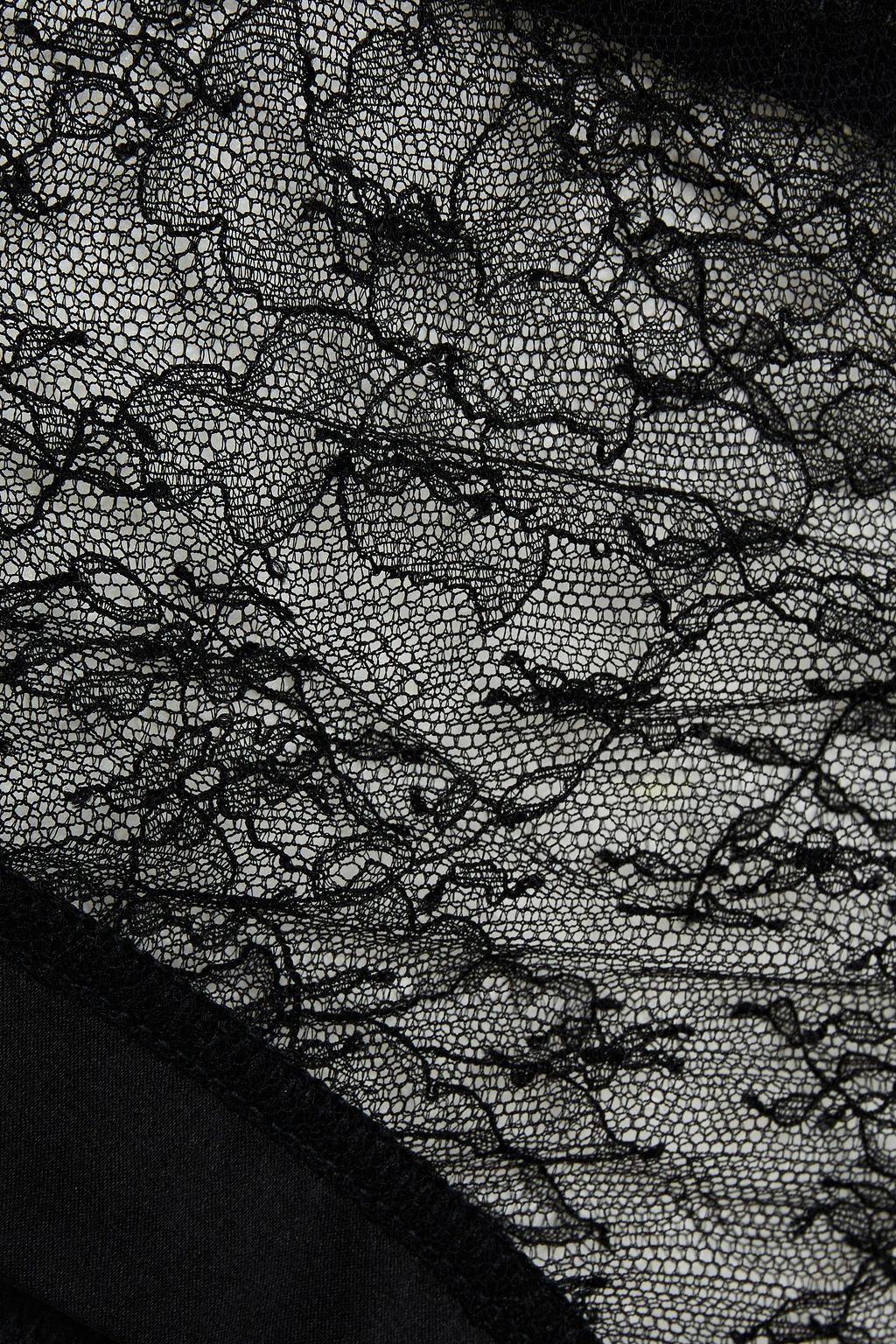 MYLA Darling Row satin-trimmed silk-blend Chantilly lace mid-rise briefs