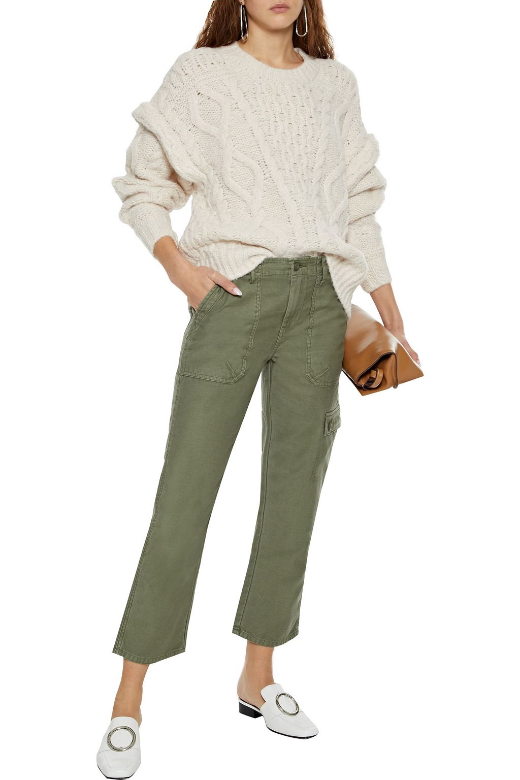 FRAME Service Cargo cropped cotton-canvas straight-leg pants