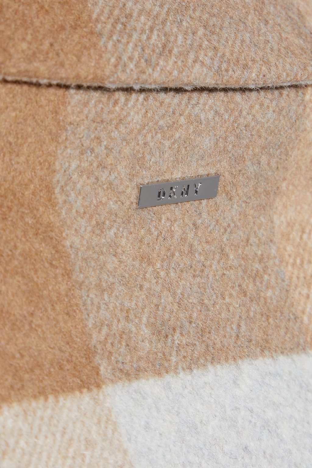 DKNY Checked wool-blend felt coat