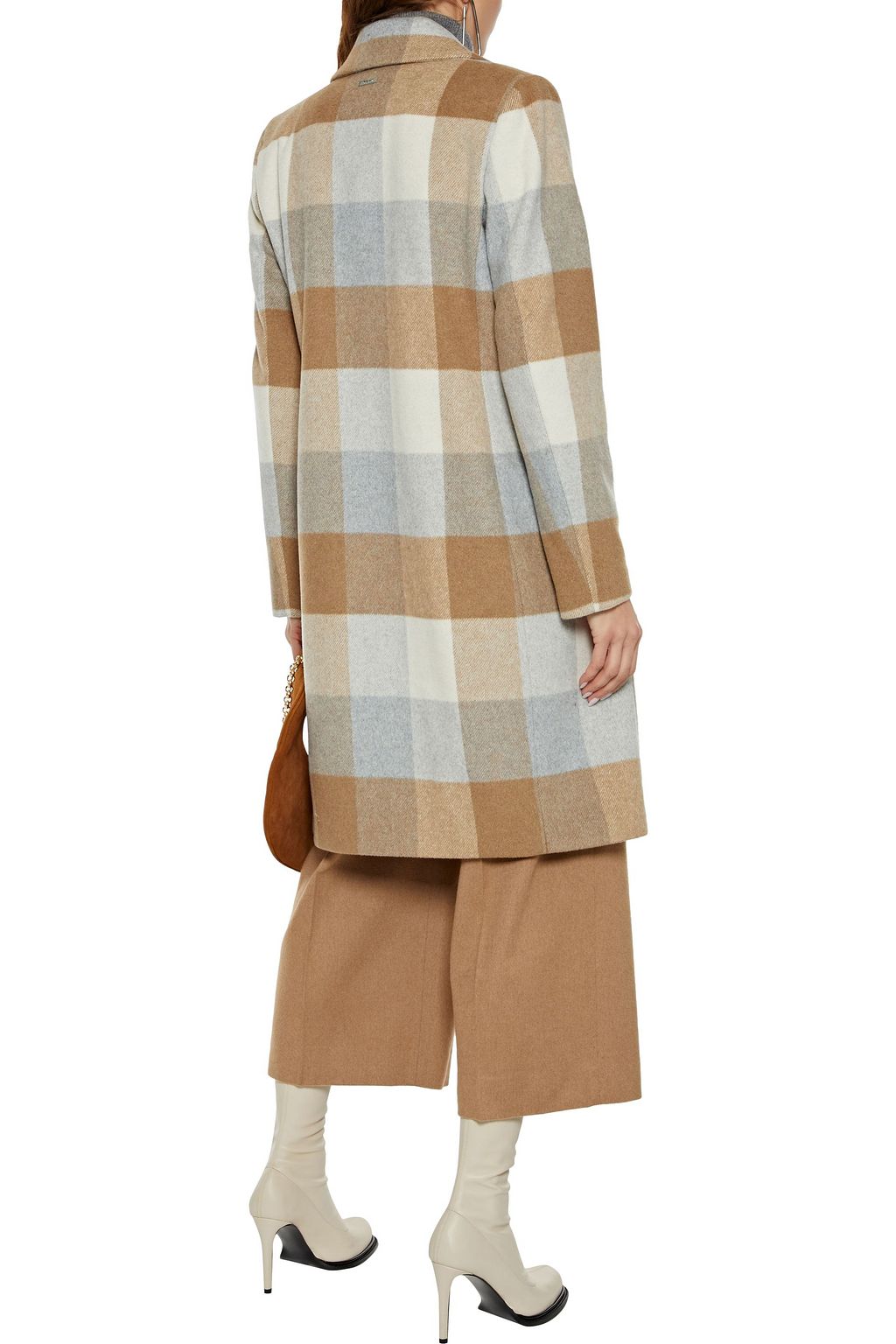 DKNY Checked wool-blend felt coat