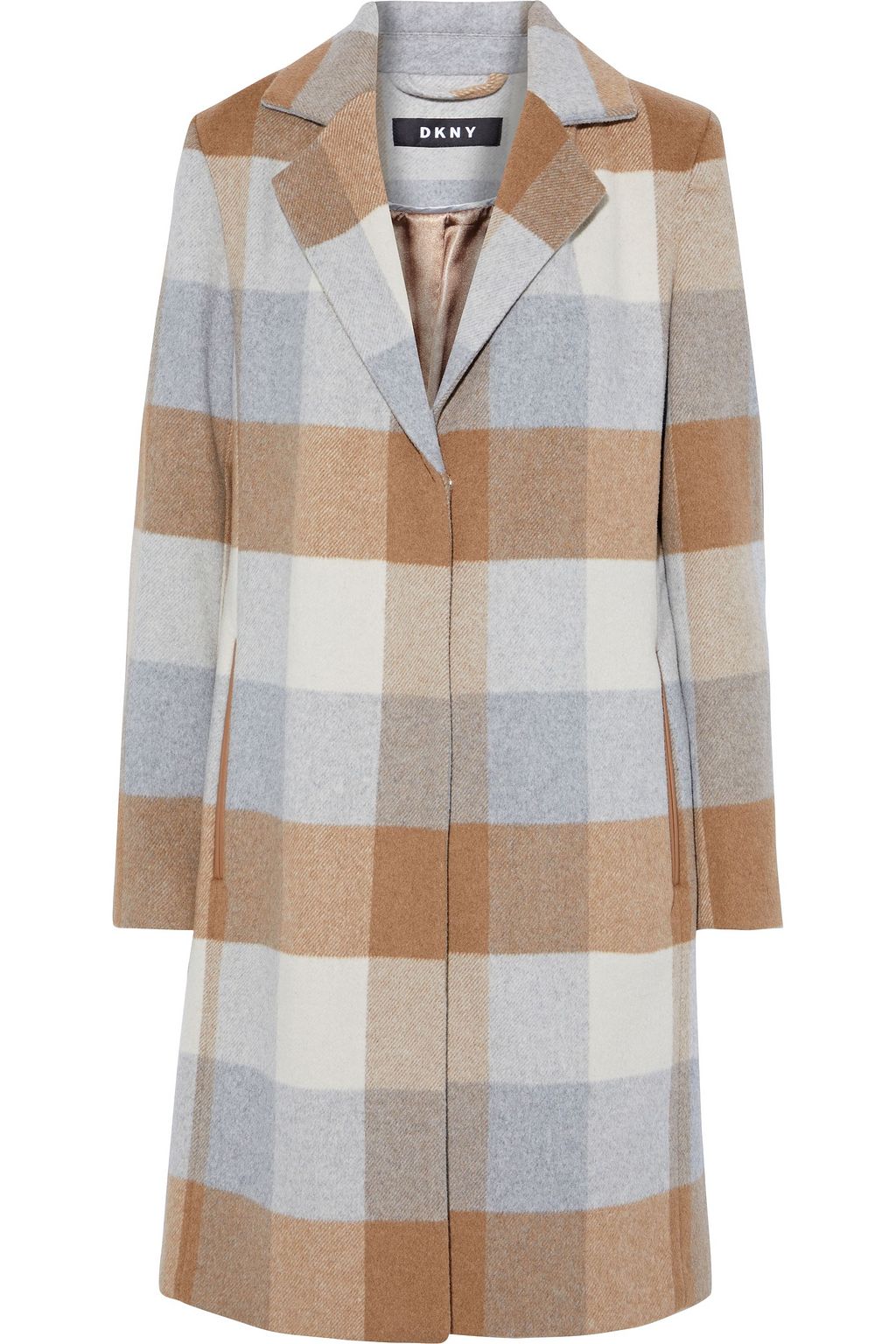 DKNY Checked wool blend felt coat THE OUTNET